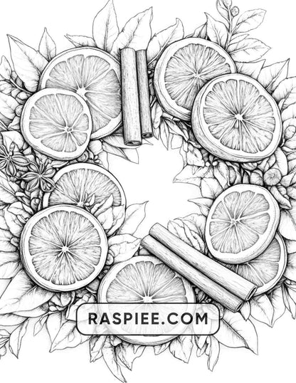 72 Christmas Wreaths Adult Coloring Pages