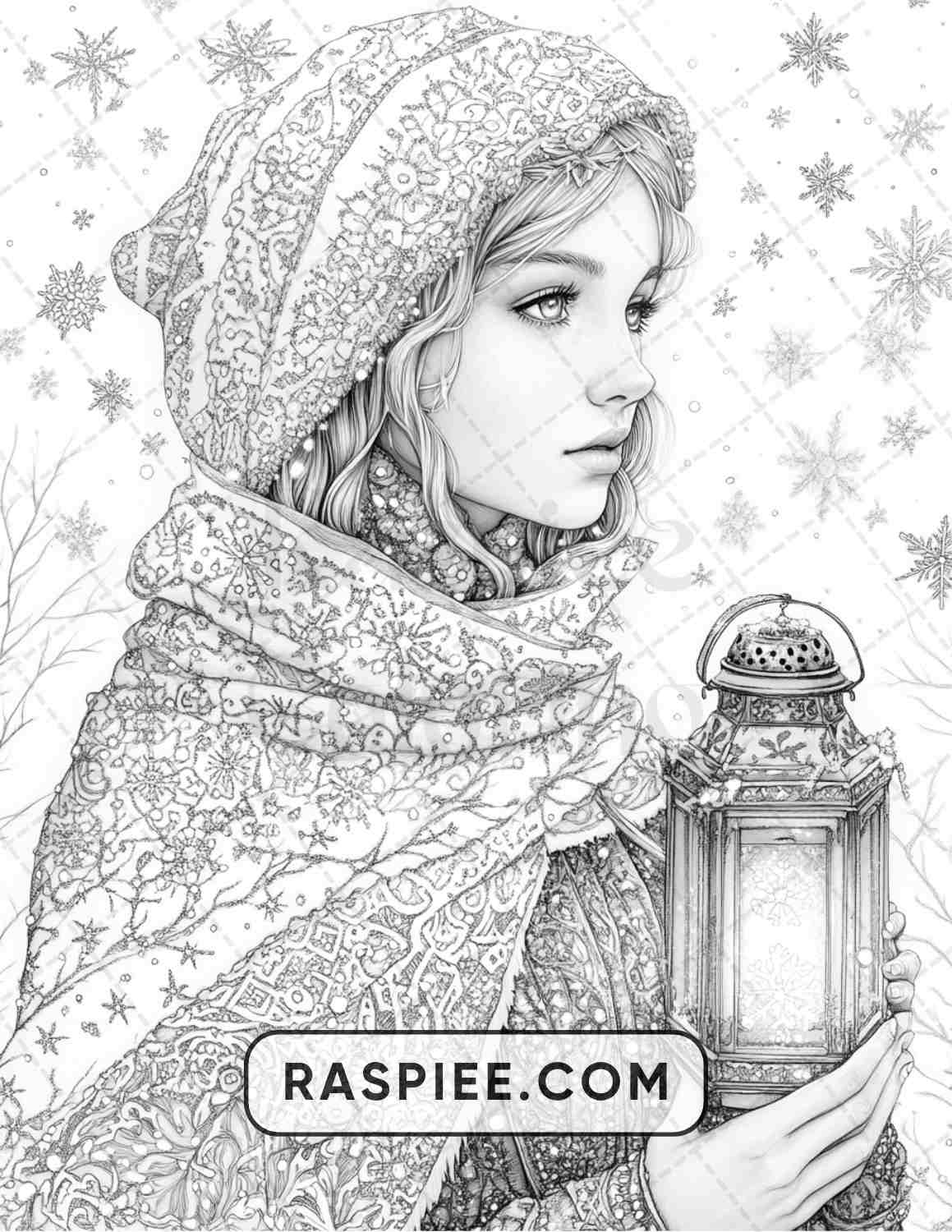 57 Winter Fairytale Portraits Adult Coloring Pages