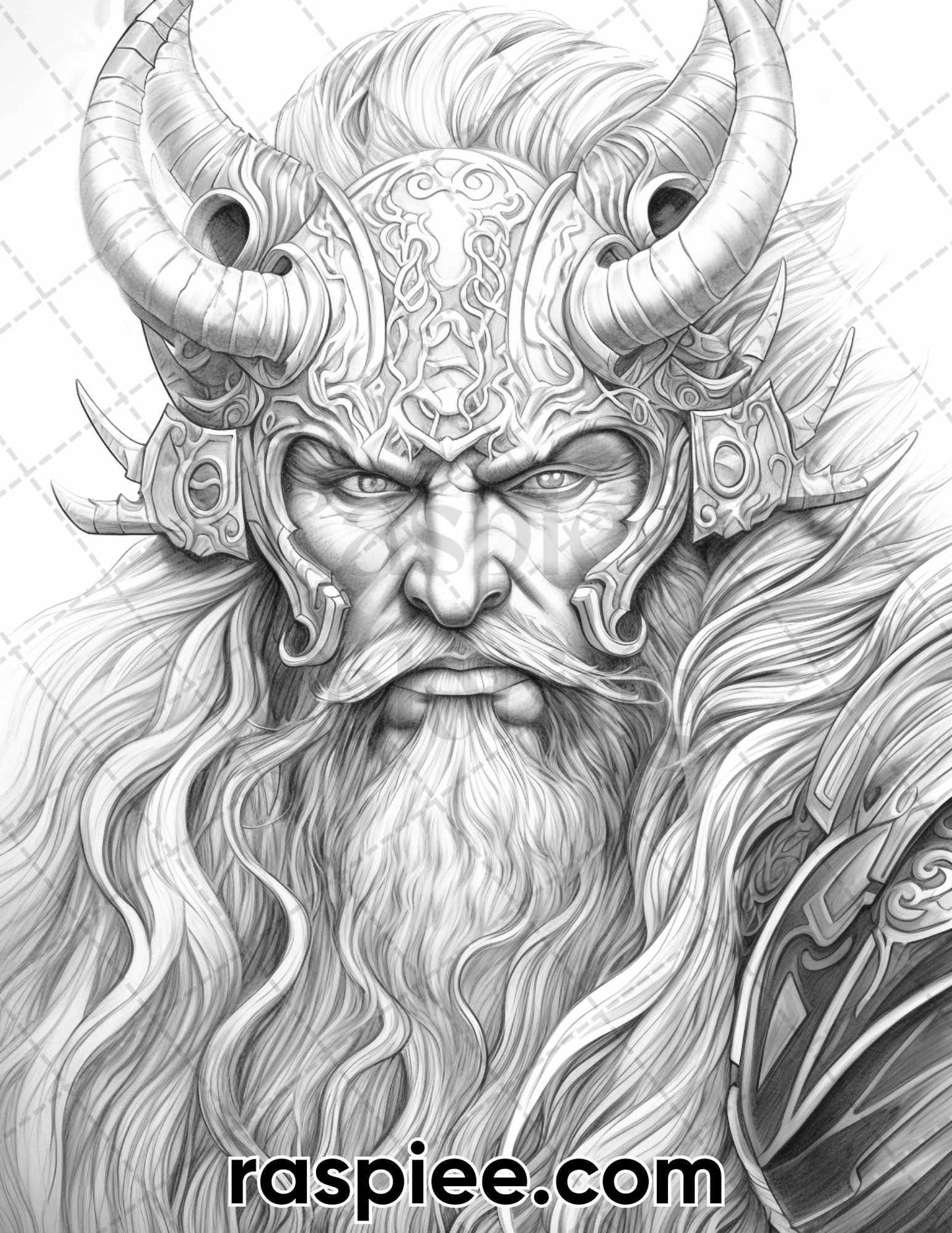 52 Mythology Gods Grayscale Coloring Pages for Adults, Printable PDF Instant Download
