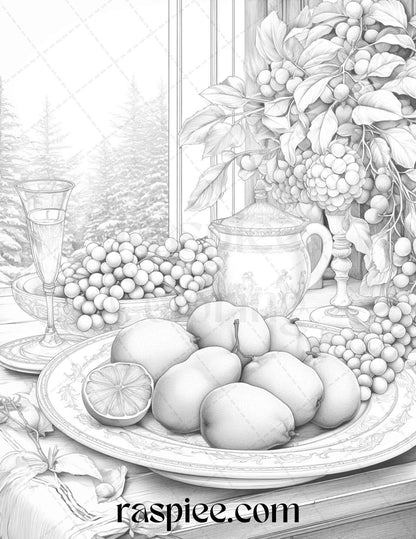 90 Merry Christmas Grayscale Coloring Pages Printable for Adults, PDF File Instant Download