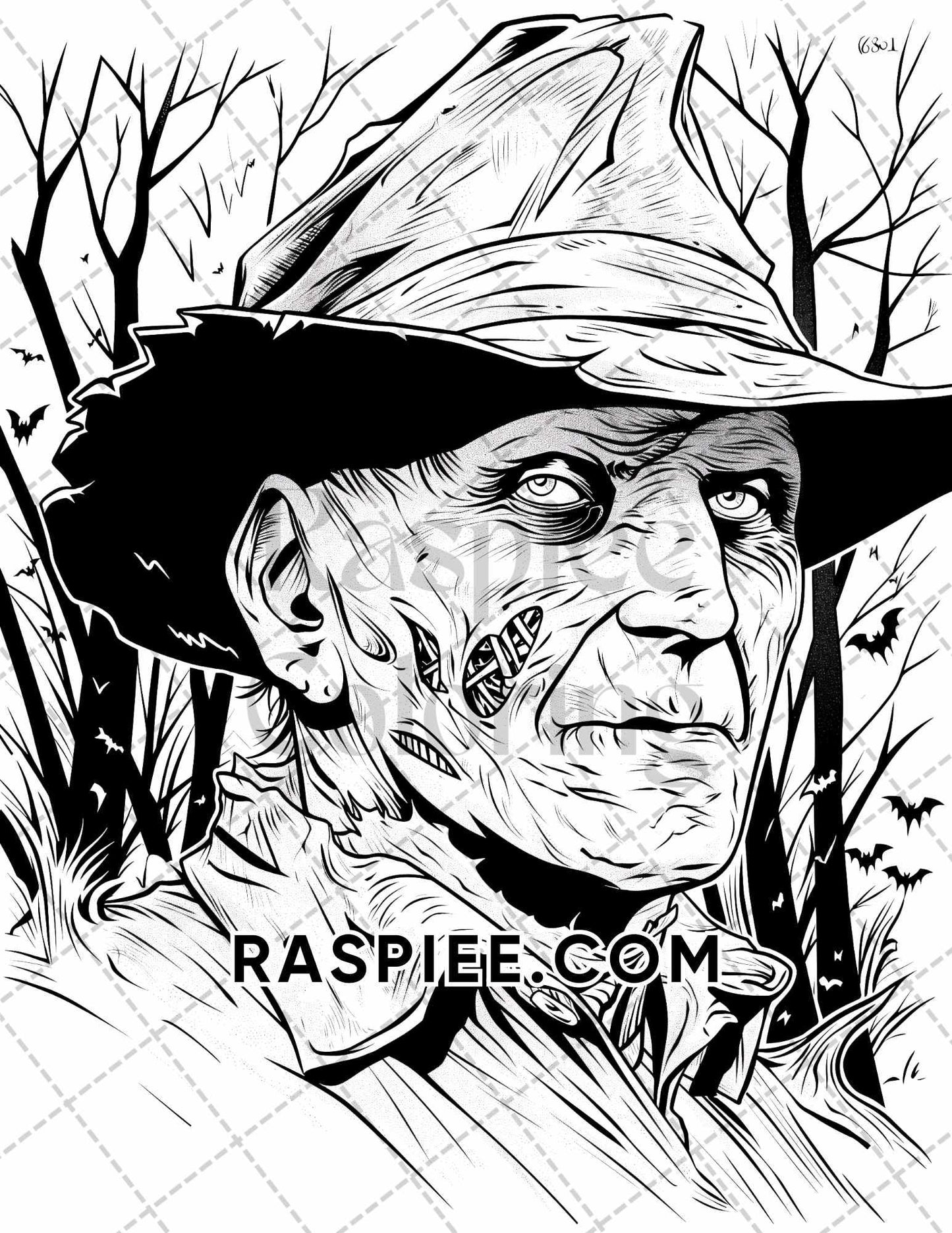 Freak Of Horror Halloween Adult Coloring Pages Printable PDF Instant Download