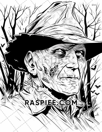 Freak Of Horror Halloween Adult Coloring Pages Printable PDF Instant Download