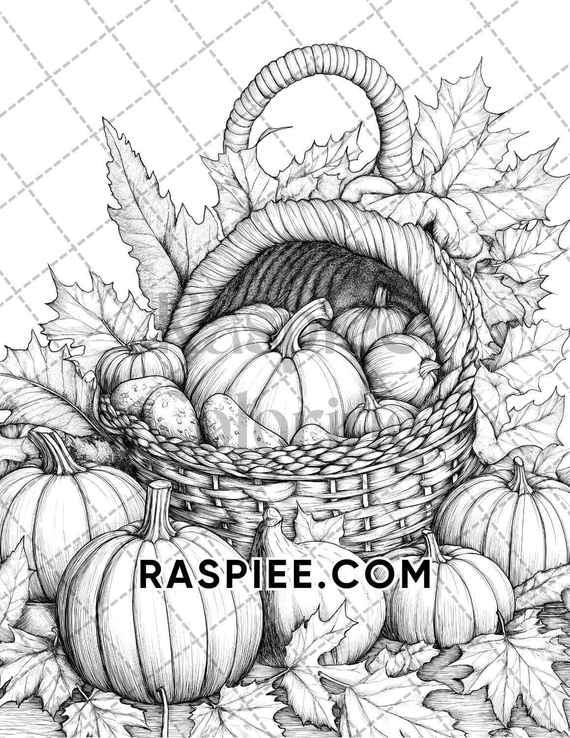 Autumn Charm Adult Coloring Pages Printable PDF Instant Download