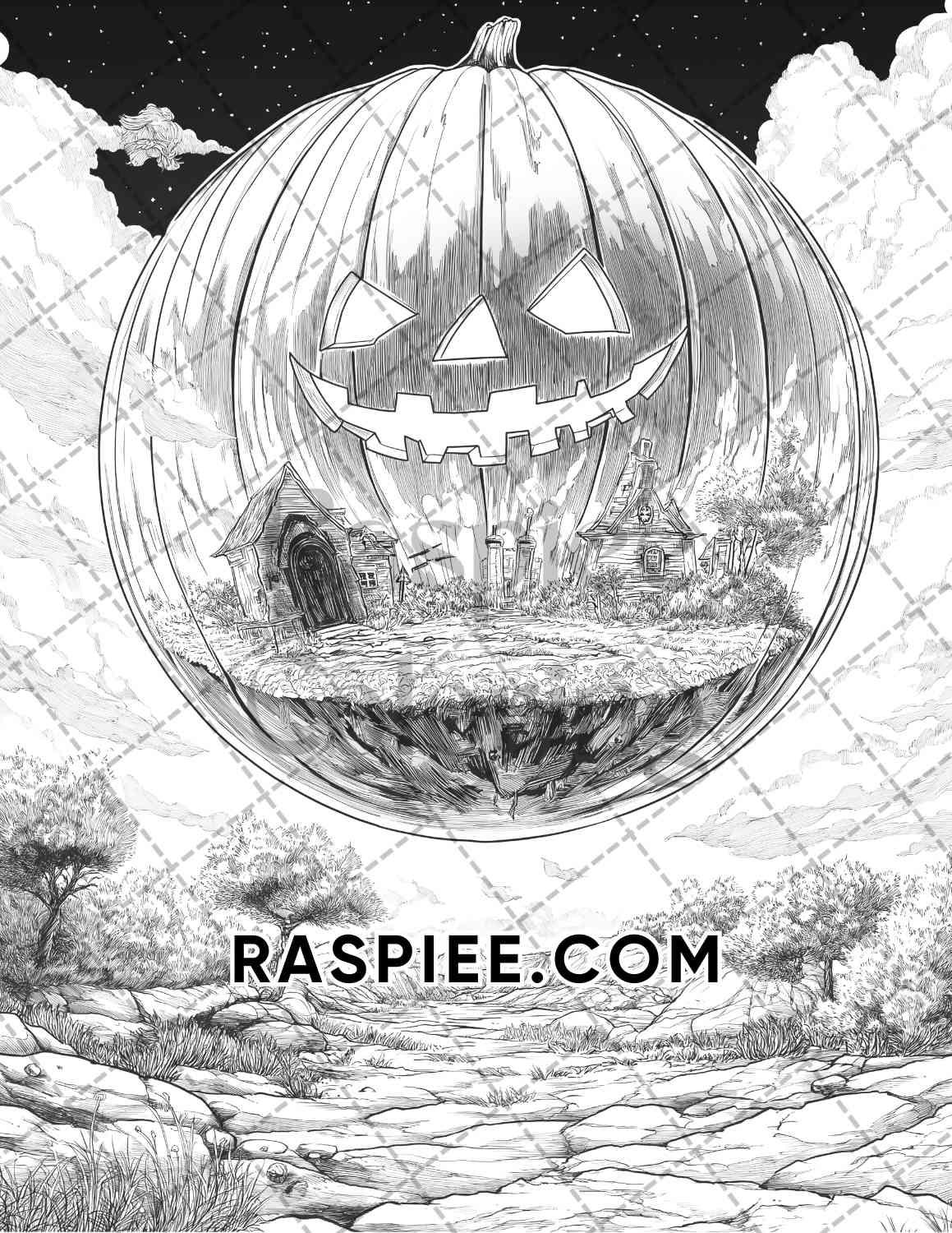 Halloween Surreal Adult Coloring Pages Printable PDF Instant Download