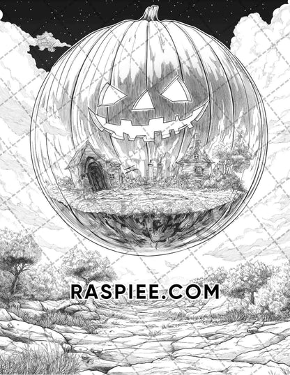 Halloween Surreal Adult Coloring Pages Printable PDF Instant Download