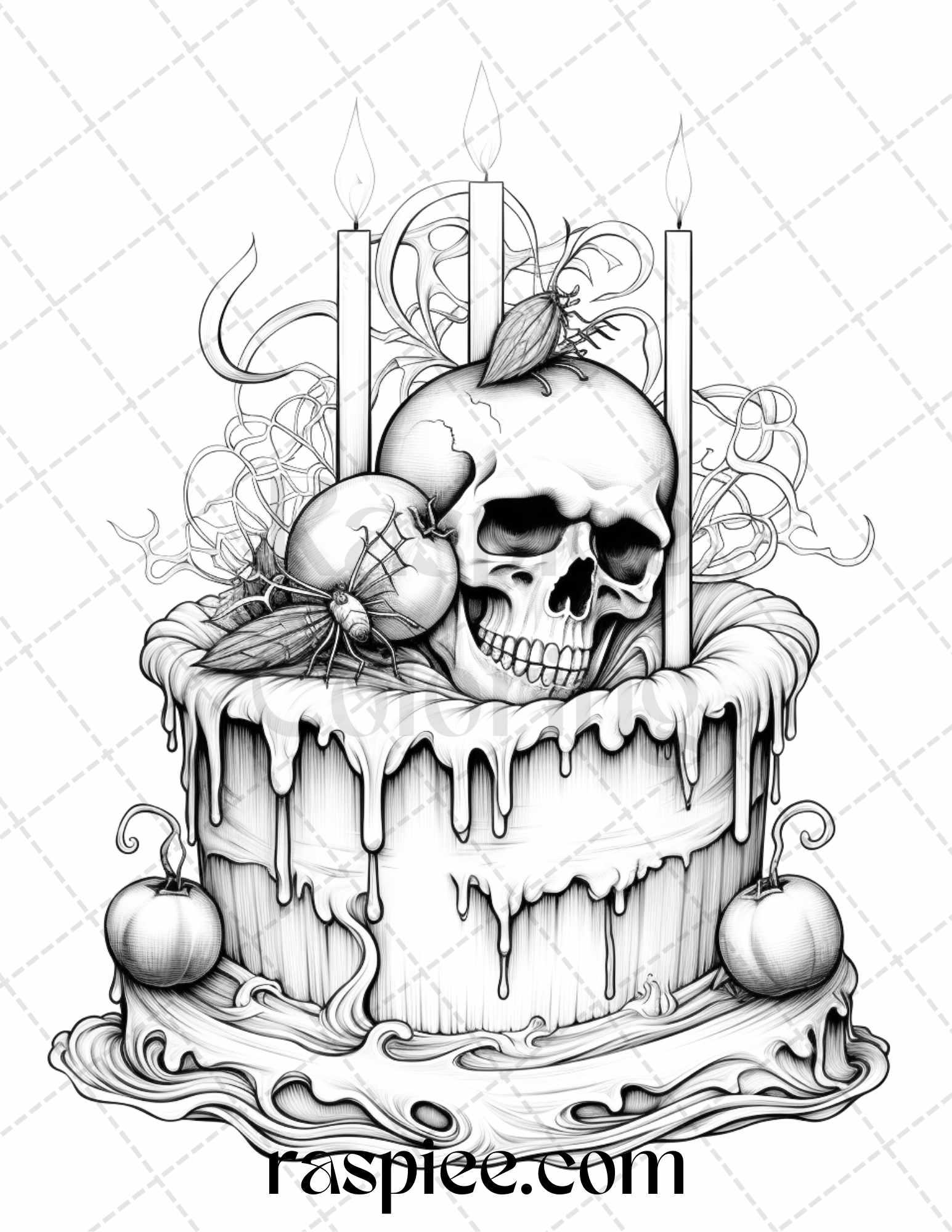 68 Halloween Spooky Desserts Grayscale Coloring Pages Printable for Adults, PDF File Instant Download