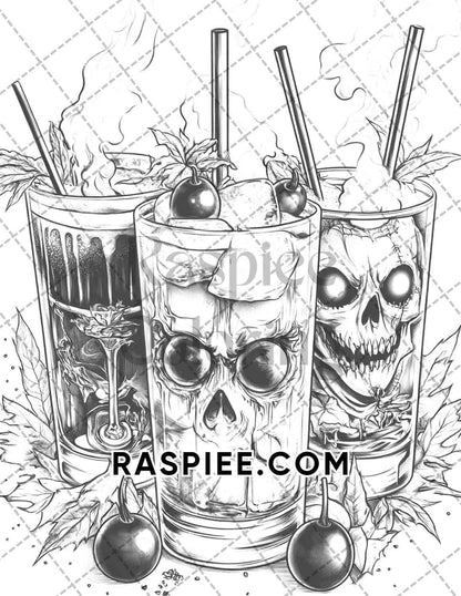Spooky Desserts Halloween Adult Coloring Pages Printable PDF