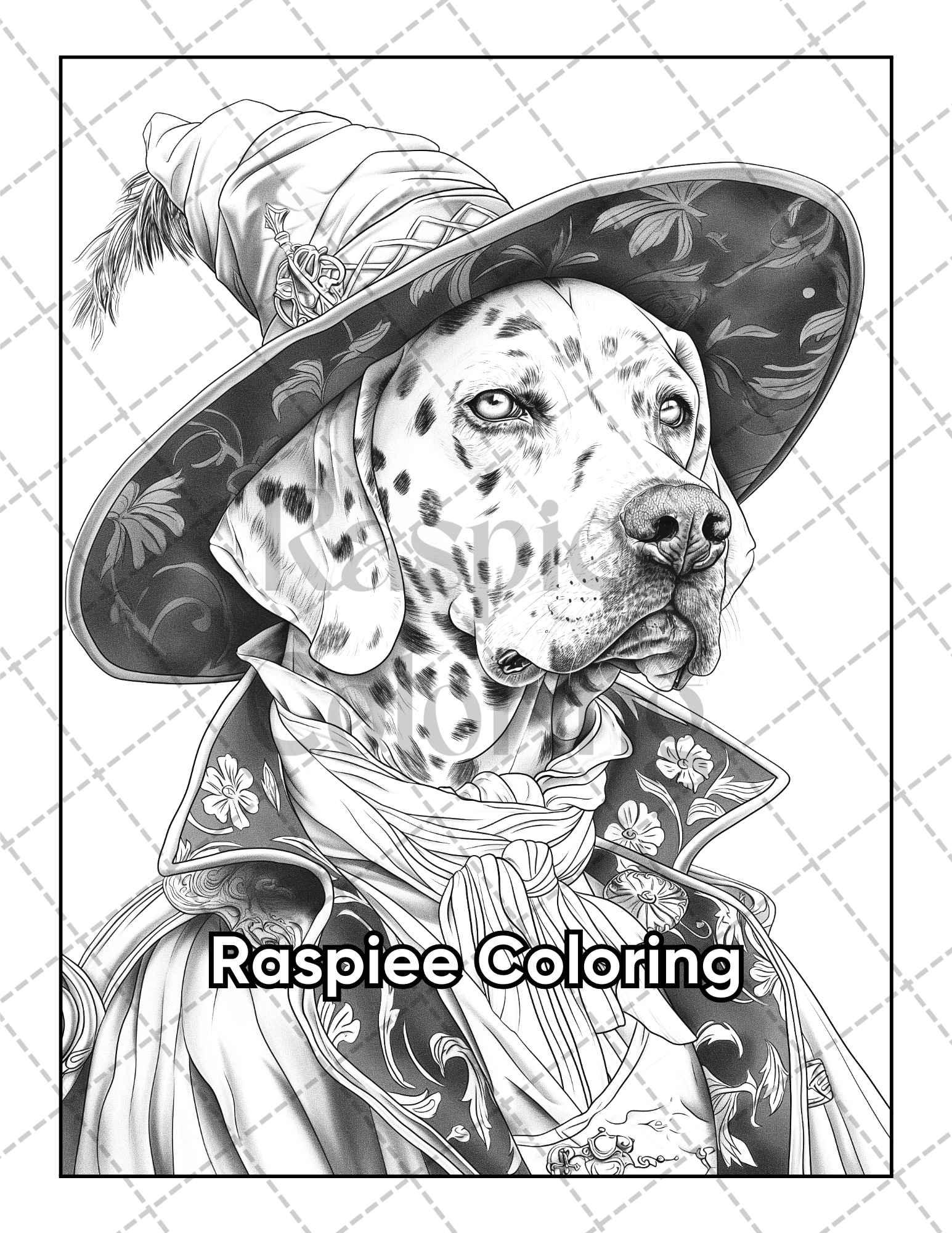 50 Dogs Dressed Up Adult Coloring Pages Printable PDF Instant Download