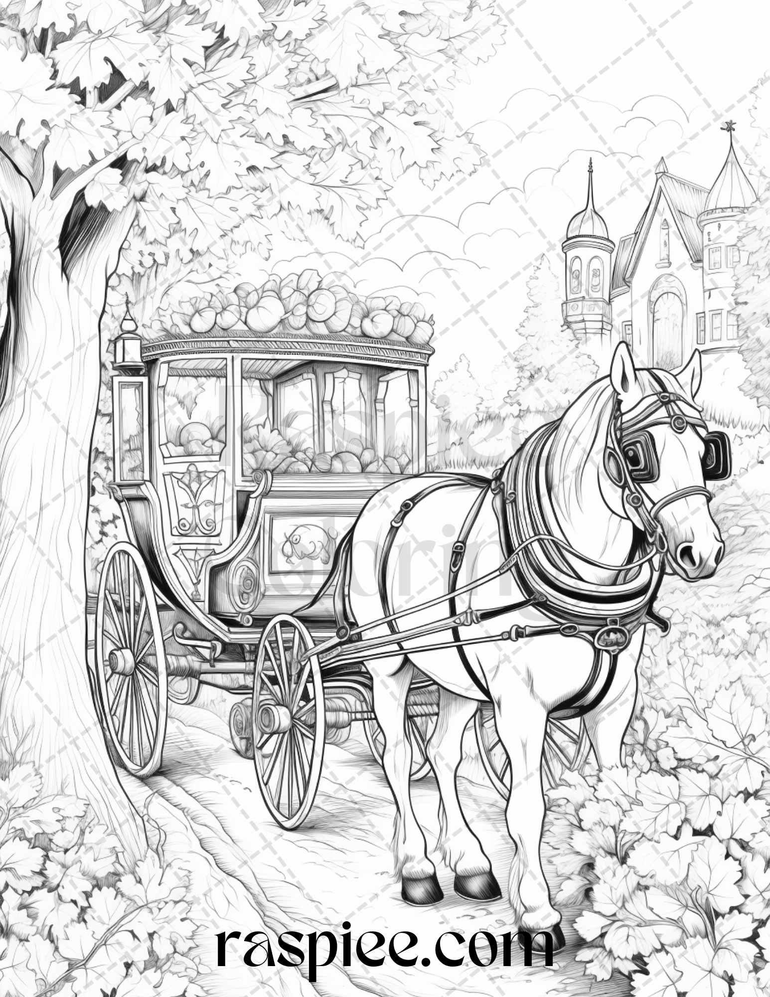 Autumn Vibes Grayscale Coloring Pages Printable for Adults, PDF File Instant Download