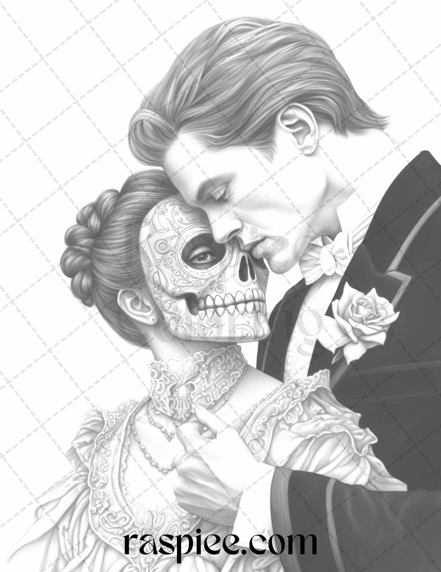 Phantom of the Opera Grayscale Coloring Pages Printable for Adults, PDF File Instant Download