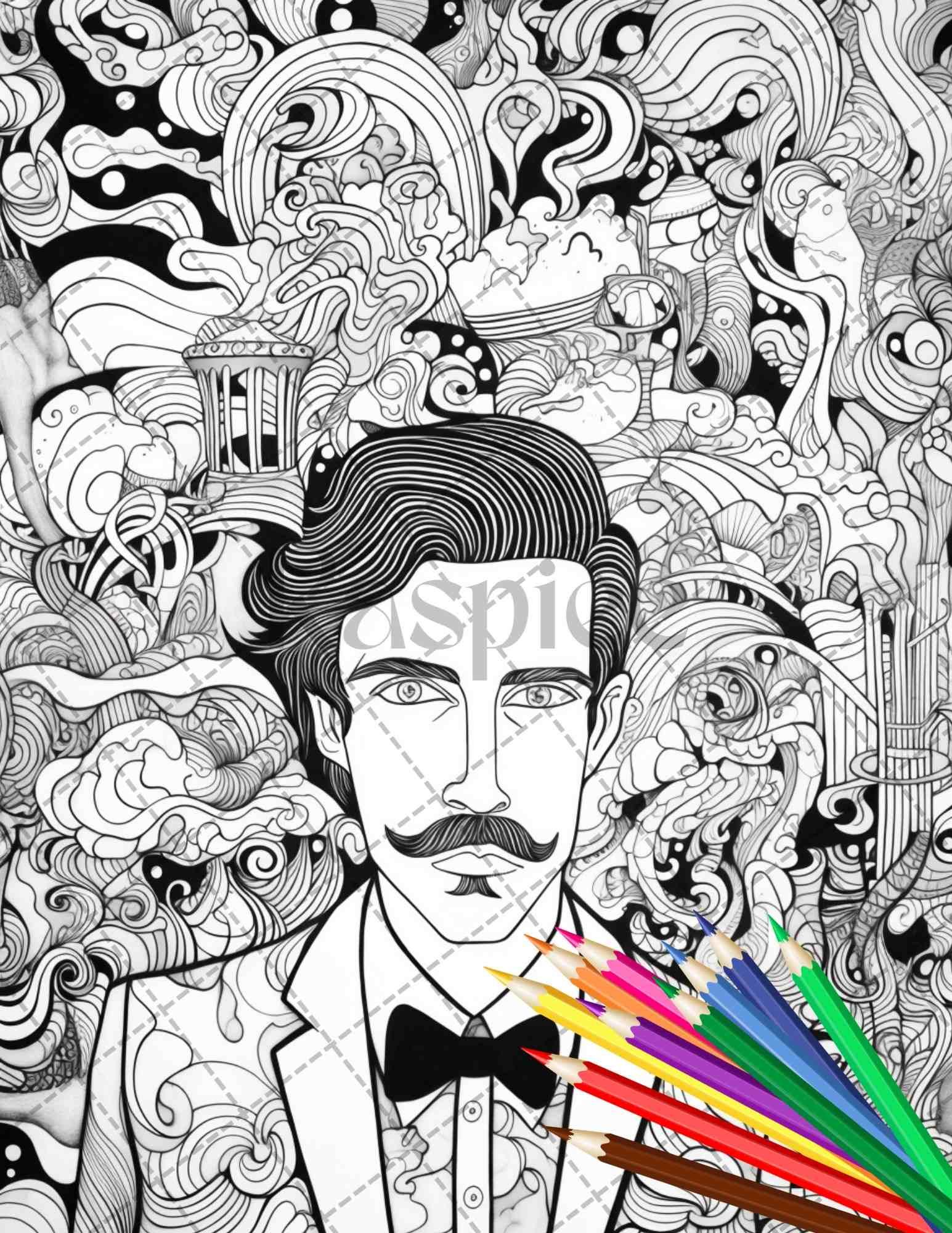 Psychedelic Trippy Coloring Book Printable for Adults, Grayscale Coloring Page, PDF File Instant Download