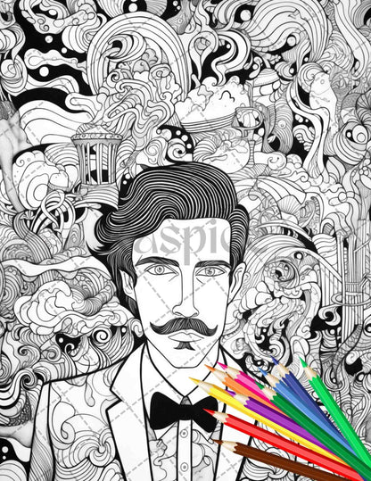 Psychedelic Trippy Coloring Book Printable for Adults, Grayscale Coloring Page, PDF File Instant Download