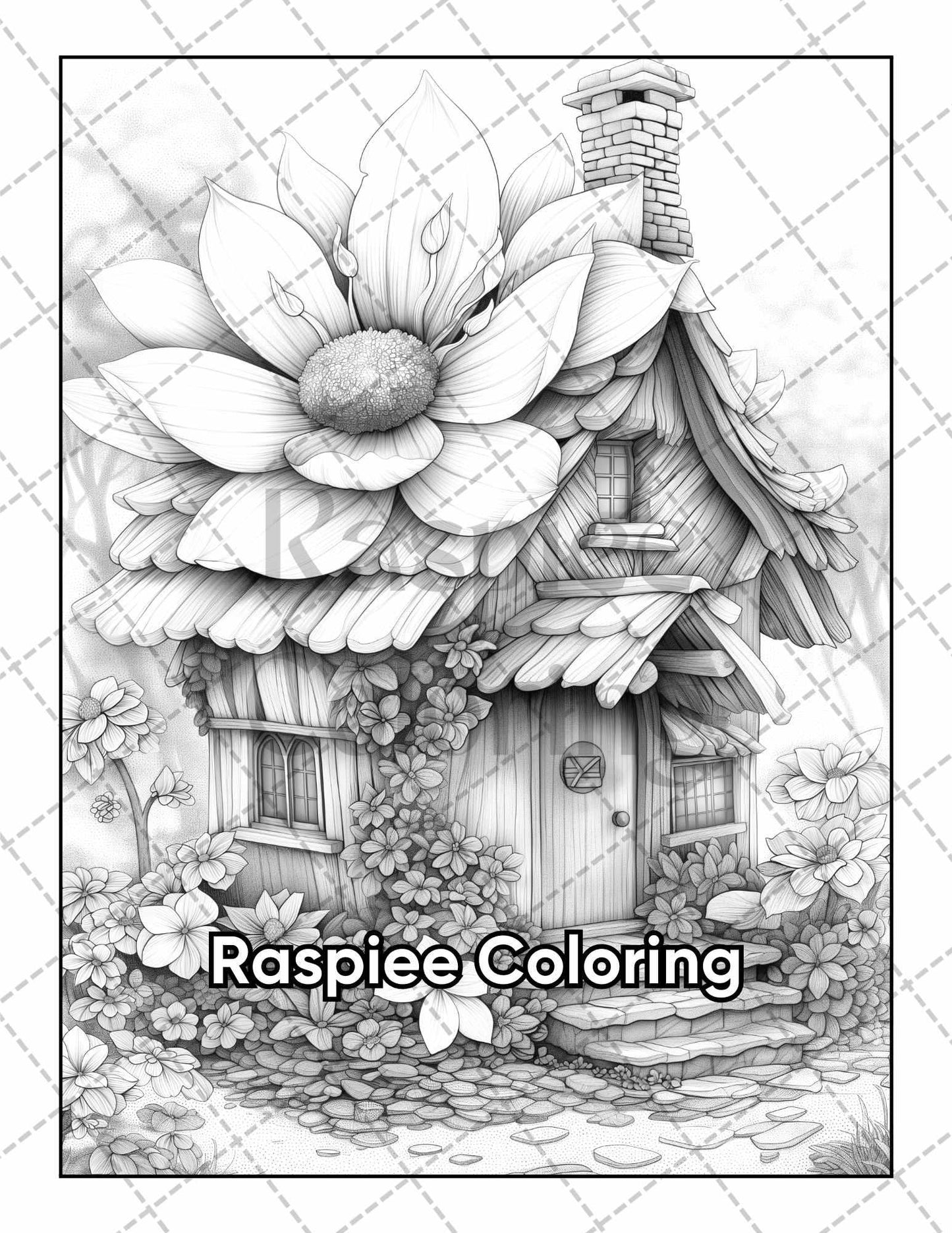 50 Fantasy Fairy Houses Adult Coloring Pages Printable PDF Instant Download