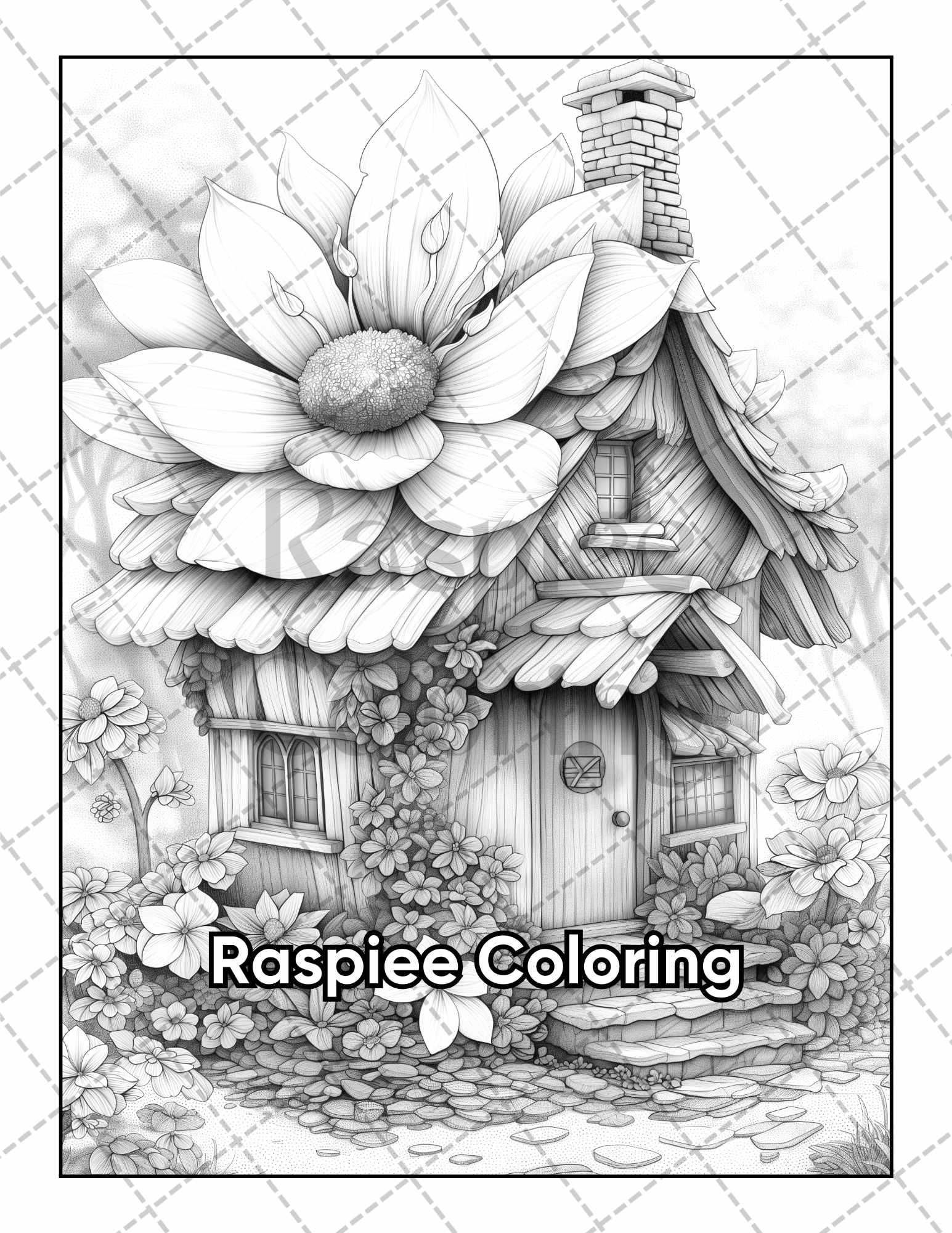 50 Fantasy Fairy Houses Adult Coloring Pages Printable PDF Instant Download