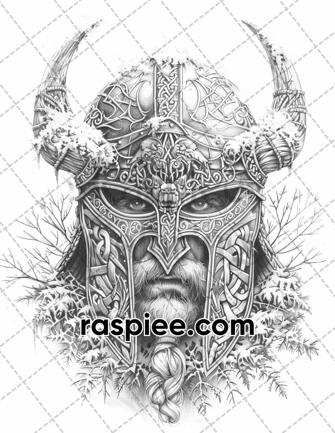 87 Viking Tattoos Grayscale Adult Coloring Pages Printable PDF Instant Download