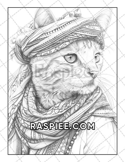 60 Cats Dressed Up Adult Coloring Pages Printable PDF Instant Download