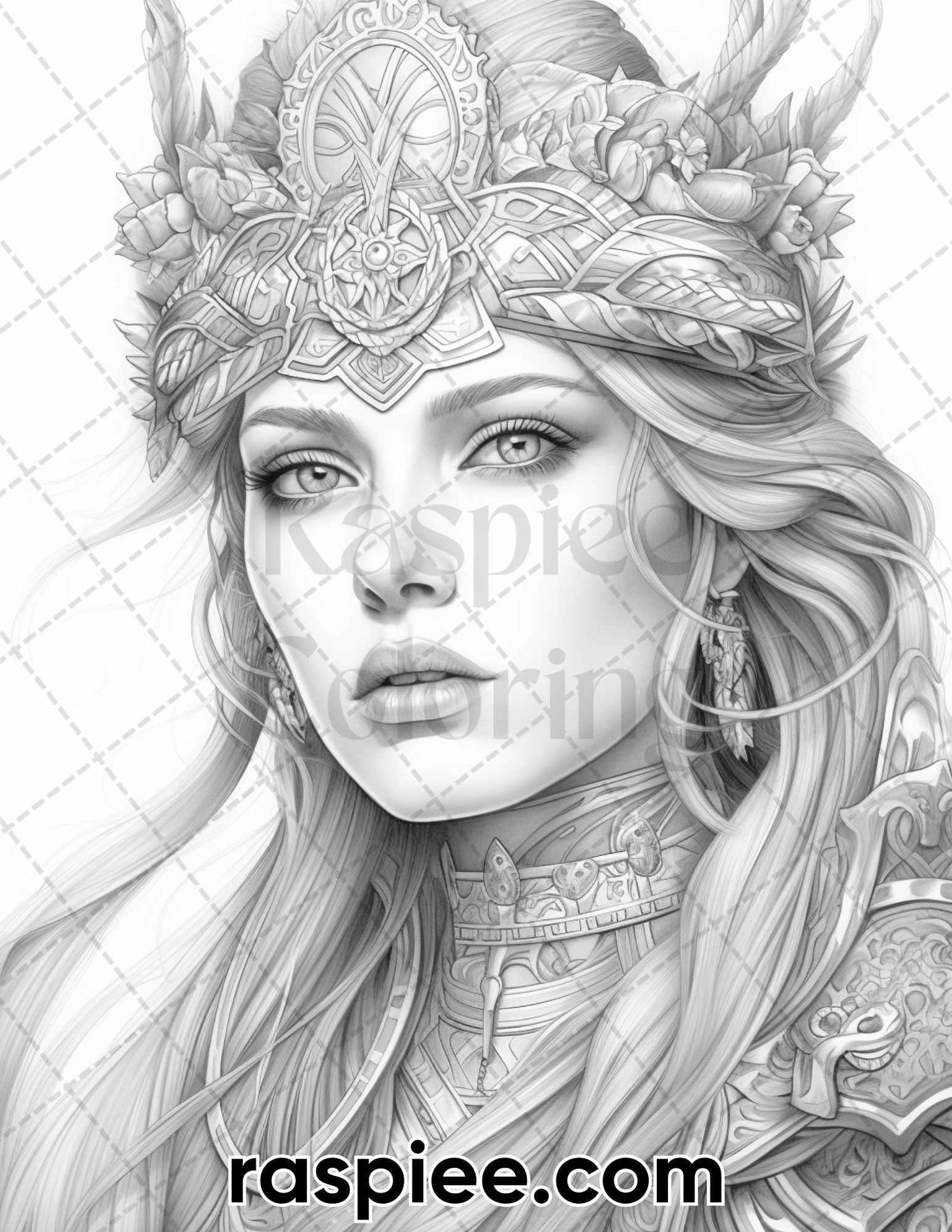 52 Mythology Gods Grayscale Coloring Pages for Adults, Printable PDF Instant Download