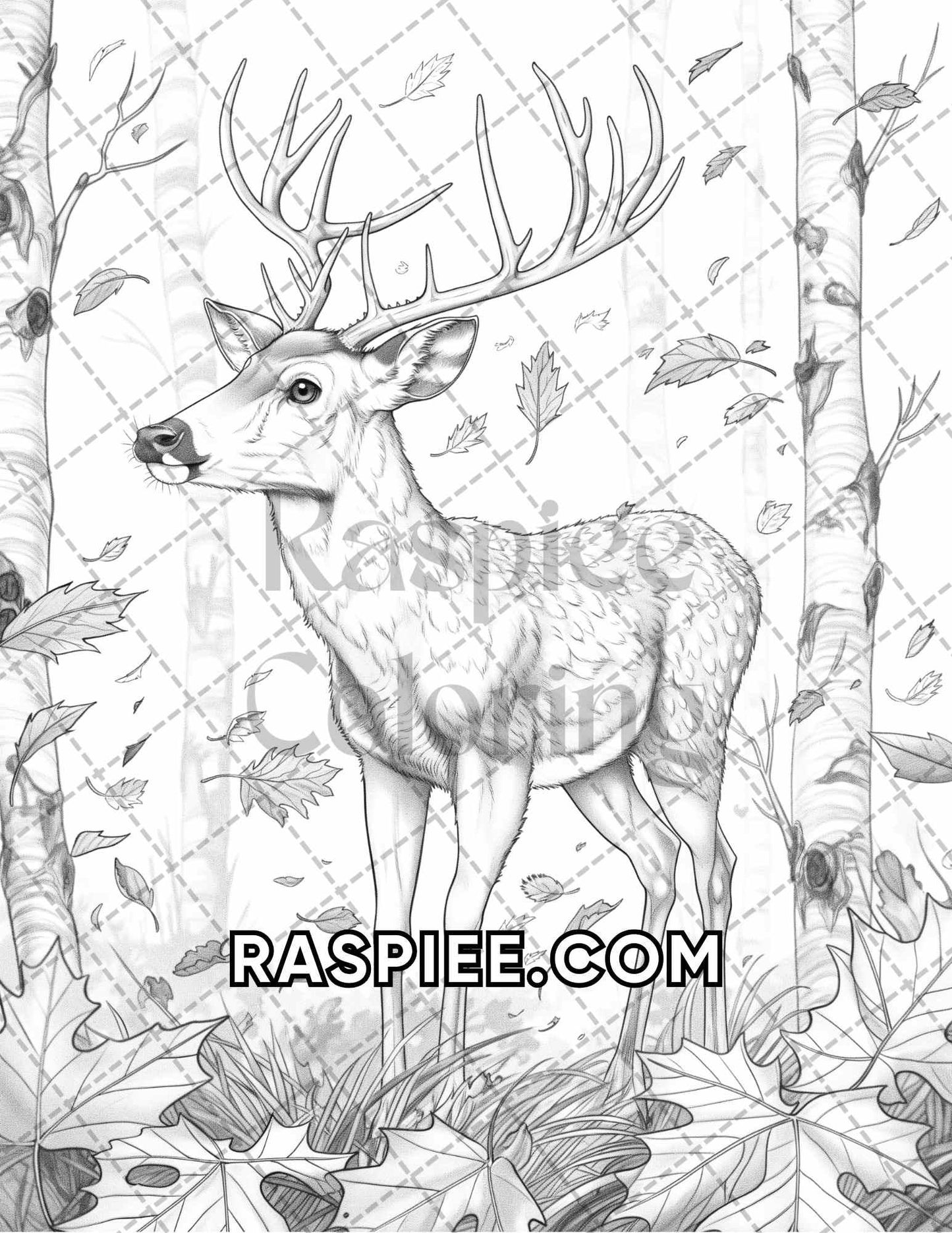 60 Relaxing Autumn Grayscale Adult Coloring Pages Printable PDF Instant Download