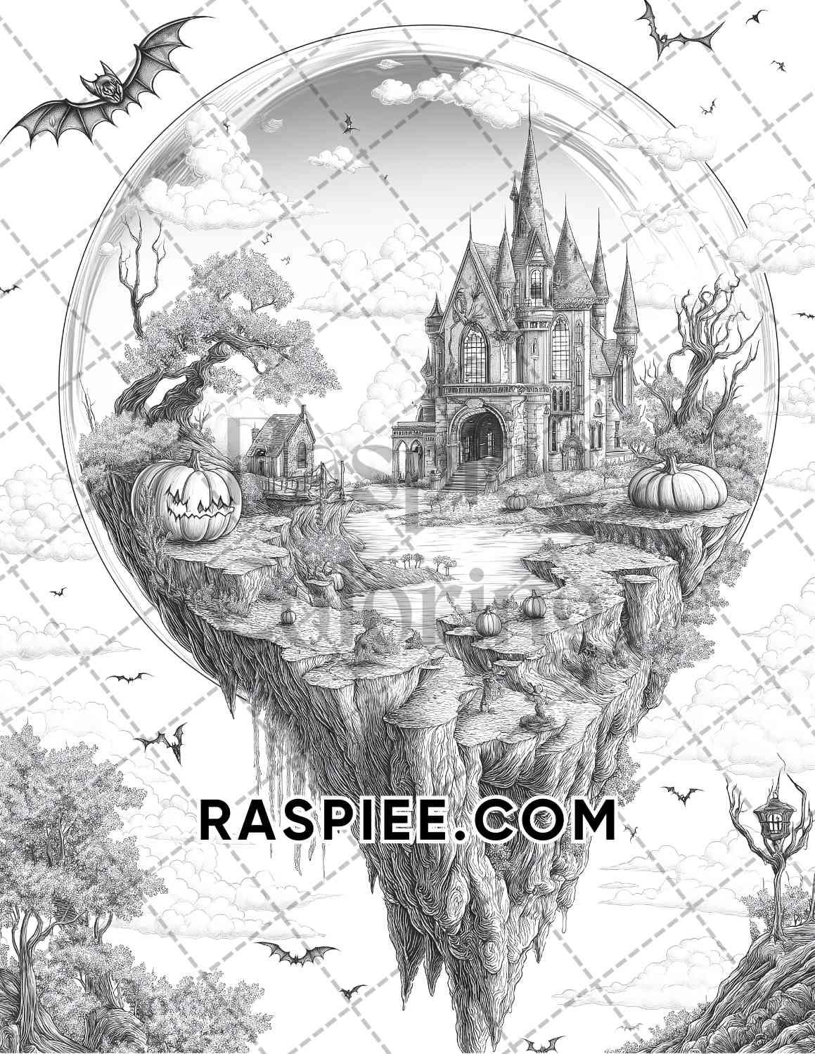 Halloween Surreal Adult Coloring Pages Printable PDF Instant Download