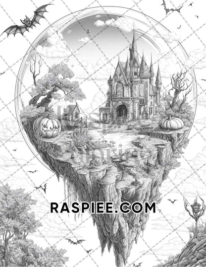 Halloween Surreal Adult Coloring Pages Printable PDF Instant Download
