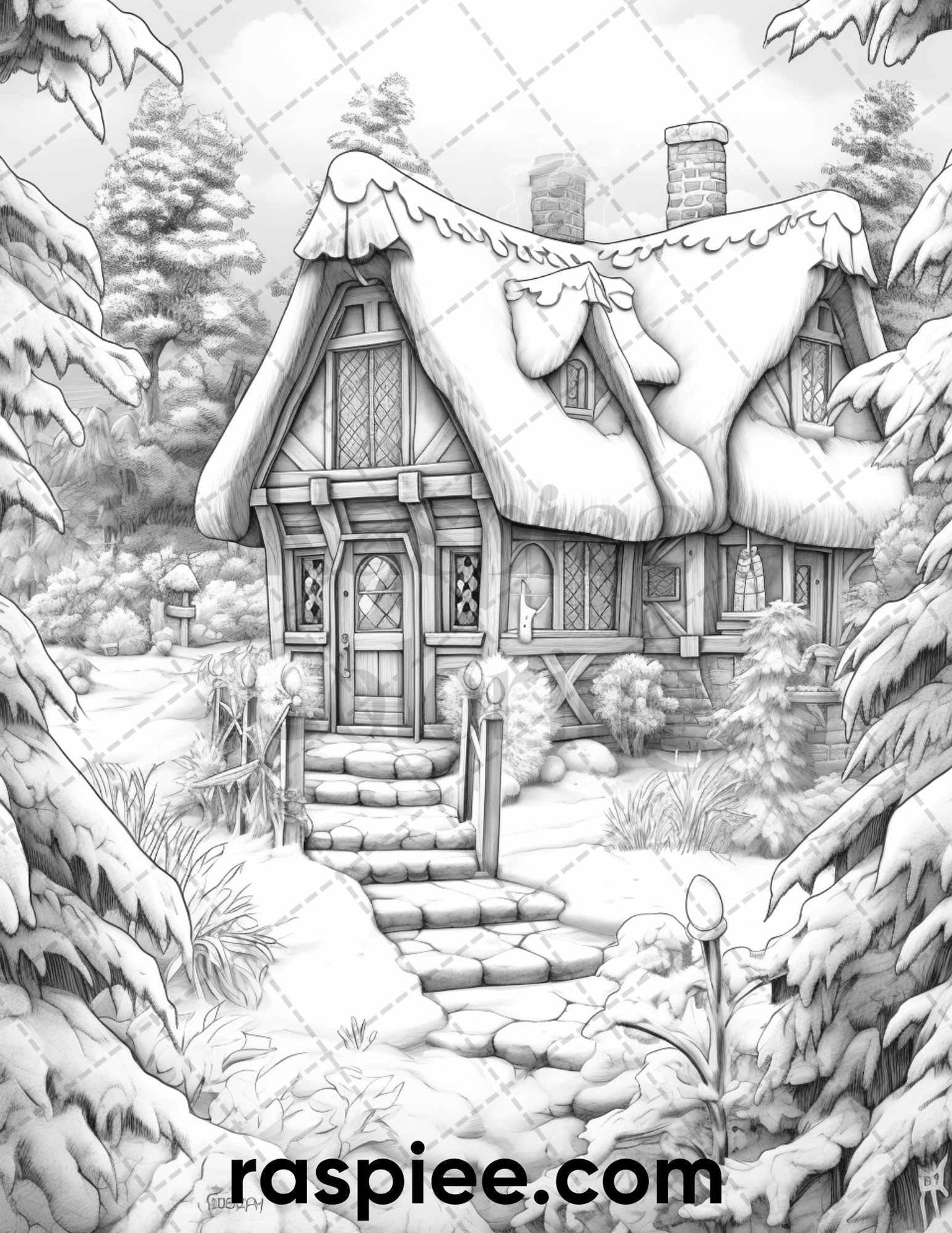 60 Merry Christmas Grayscale Coloring Pages Printable for Adult, Holiday Relaxation Art, PDF File Instant Download