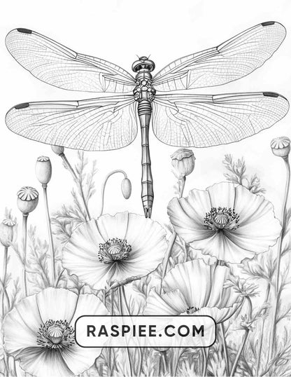 Insects and Flowers Adult Coloring Pages