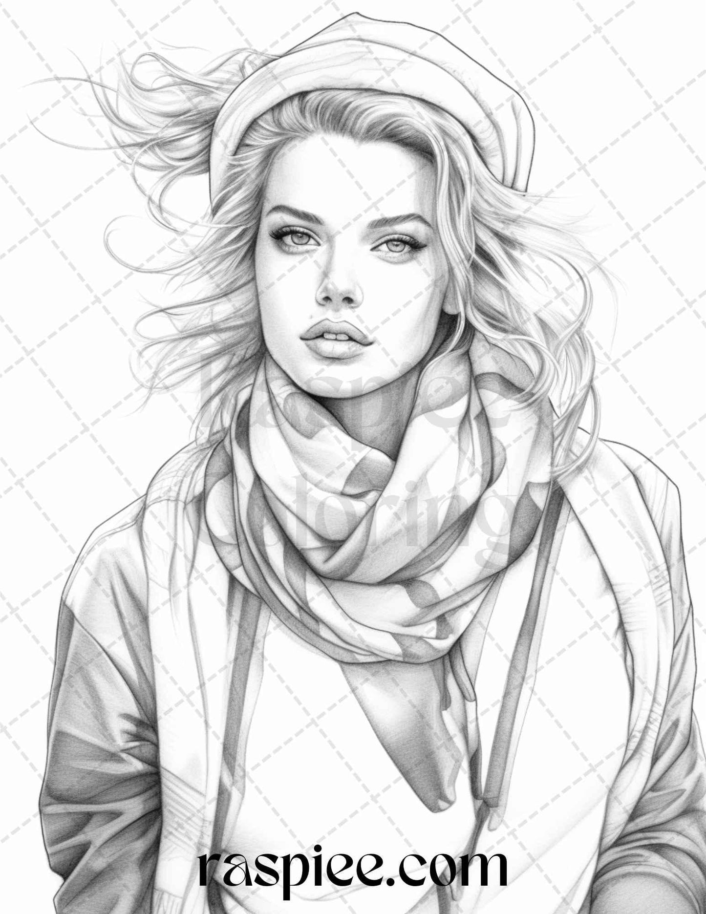 50 Streetwear Fashion Grayscale Coloring Pages Printable for Adults, PDF File Instant Download