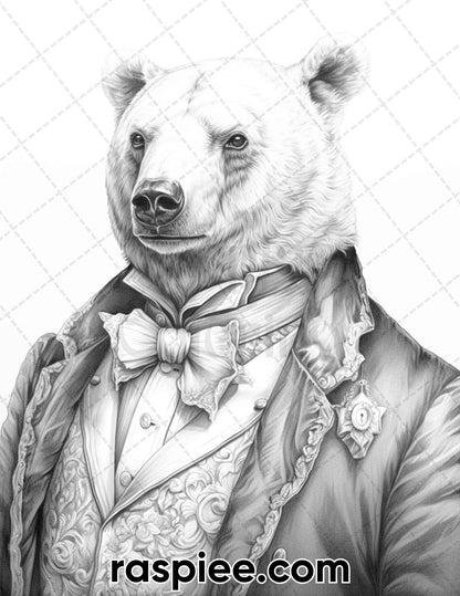 80 Gothic Animals Grayscale Adult Coloring Pages, Printable PDF Instant Download