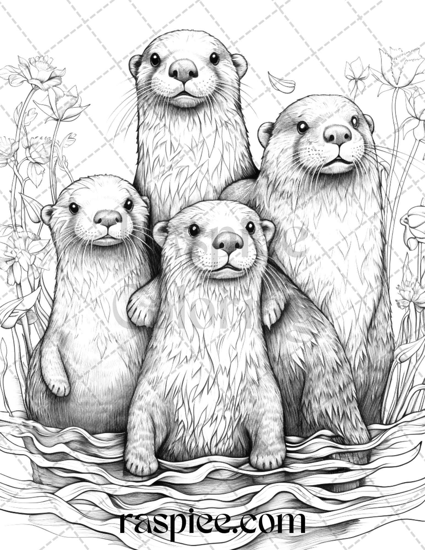 Ocean Life Grayscale Coloring Pages Printable for Adults Relaxation and Creativity, PDF File Instant Download