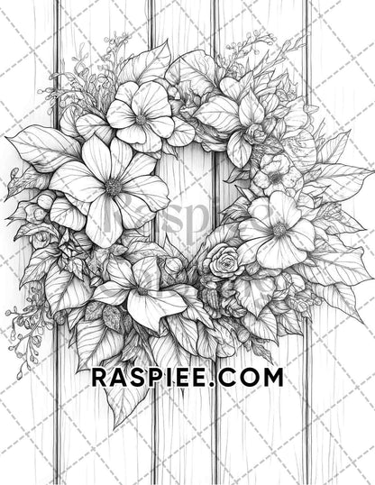 Fall Flowers Adult Coloring Pages Printable PDF Instant Download