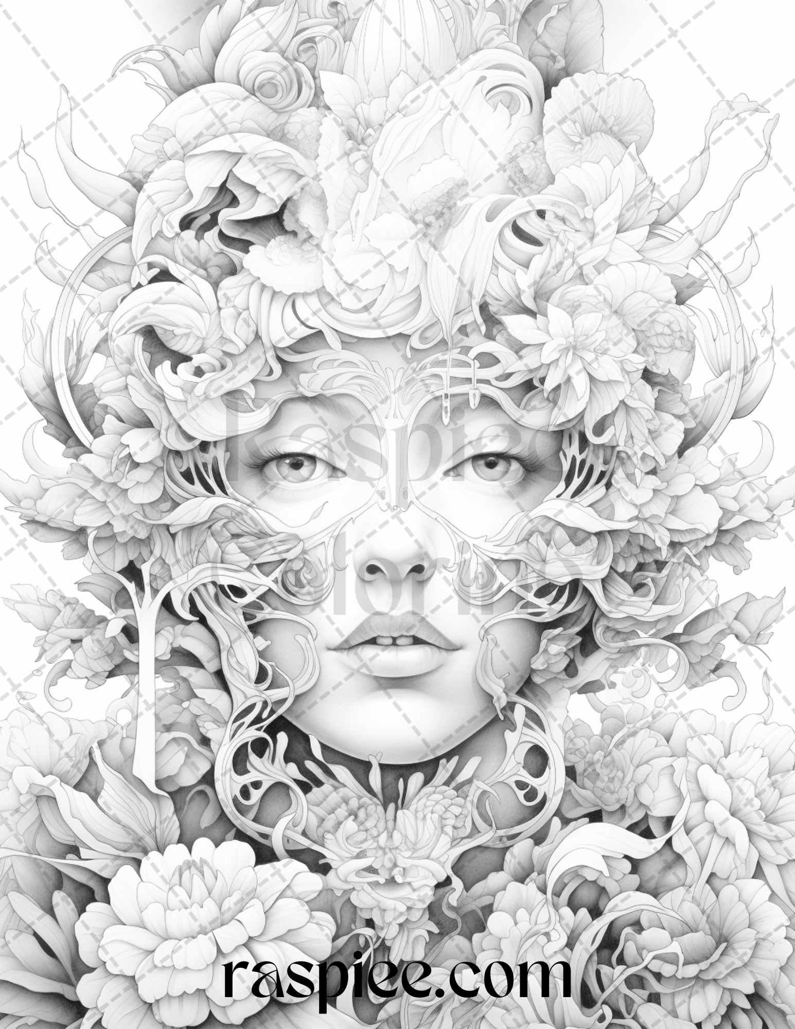 60 Enchanting Surrealism Grayscale Coloring Pages Printable for Adults, PDF File Instant Download