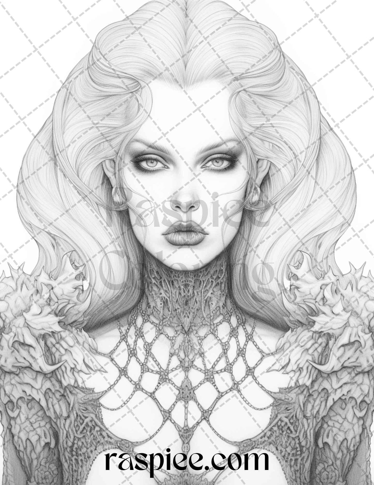 Bewitching Vampires Grayscale Coloring Pages Printable for Adults, PDF File Instant Download