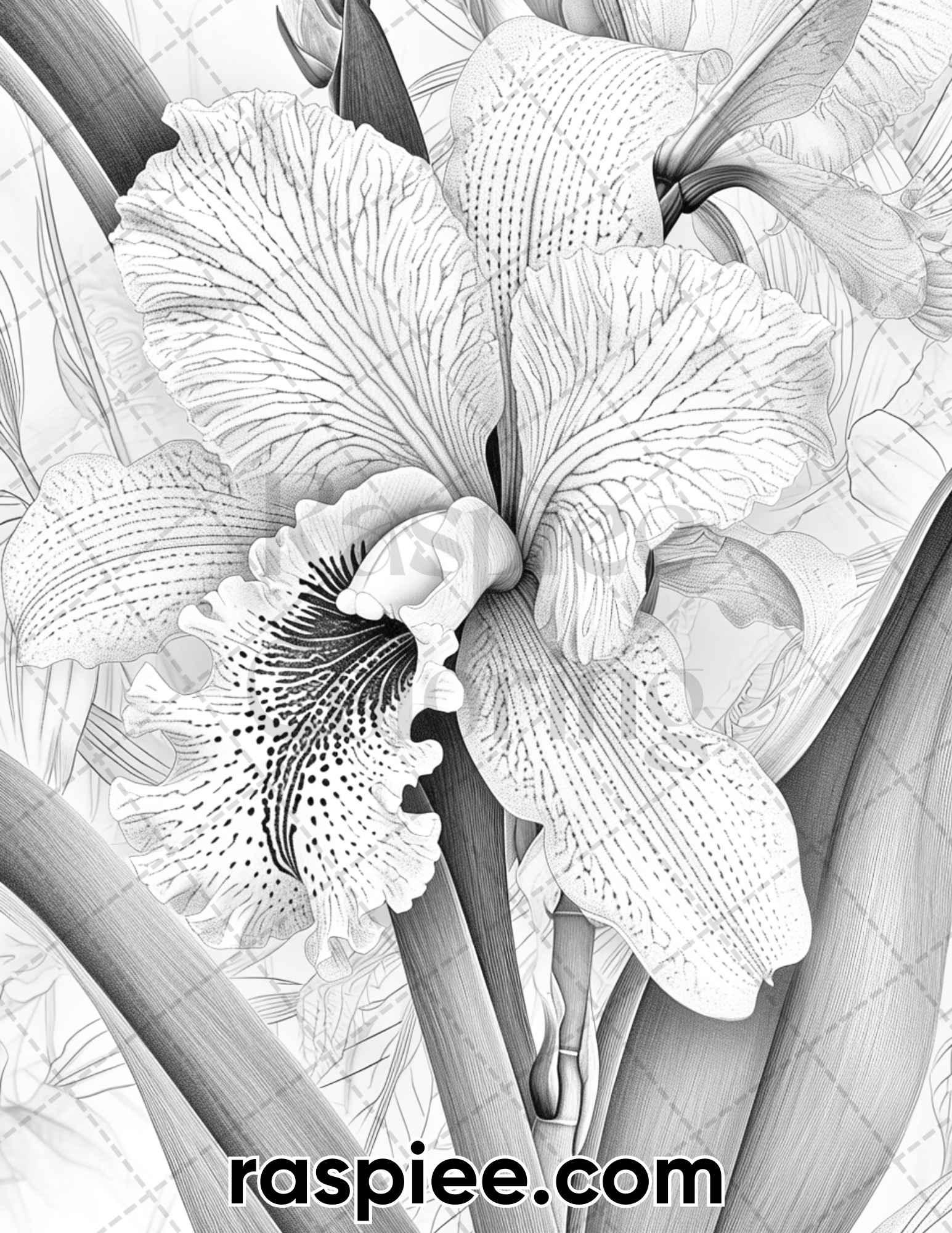 60 Spring Blossoms Grayscale Adult Coloring Pages, Printable PDF Instant Download