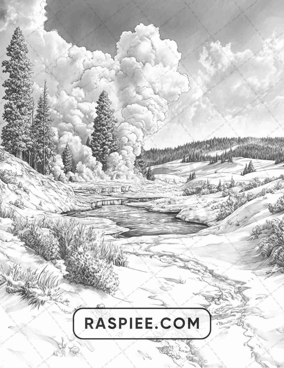 82 Winter Landscapes Adult Coloring Pages
