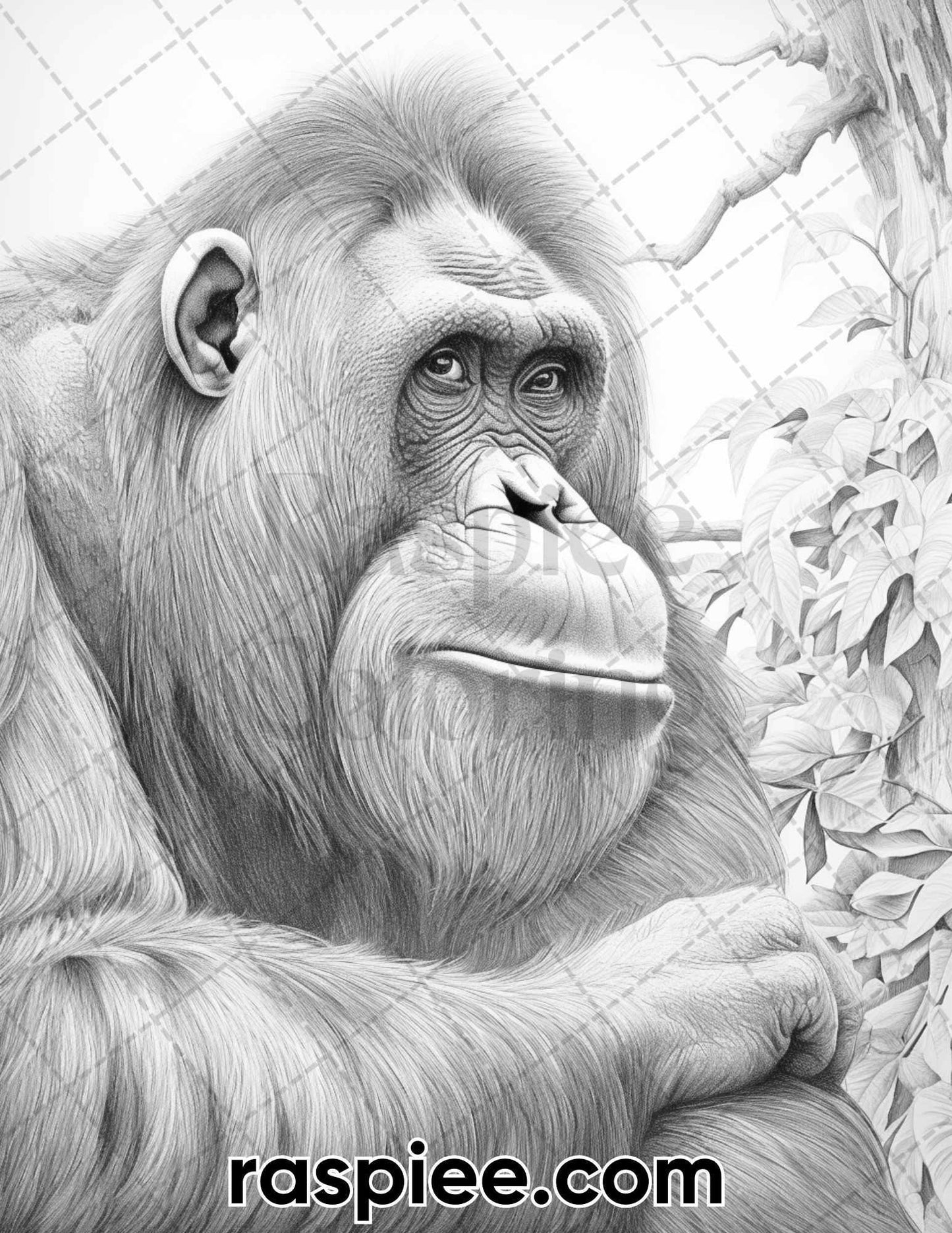 55 Wild Animals Grayscale Coloring Pages for Adults, Printable PDF Instant Download