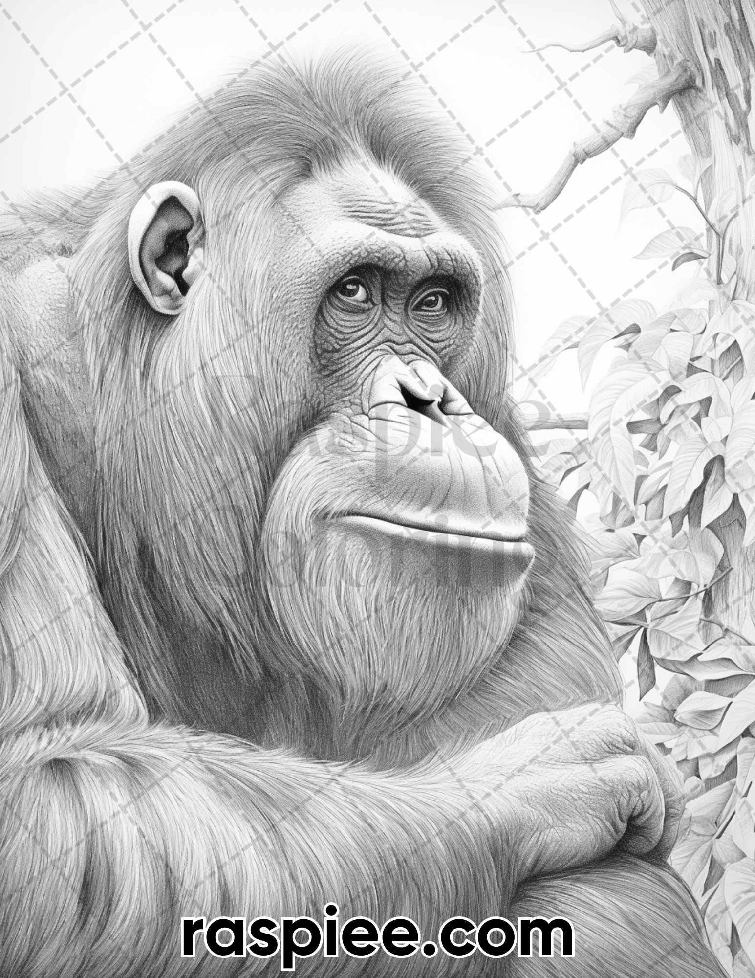 55 Wild Animals Grayscale Coloring Pages for Adults, Printable PDF Instant Download