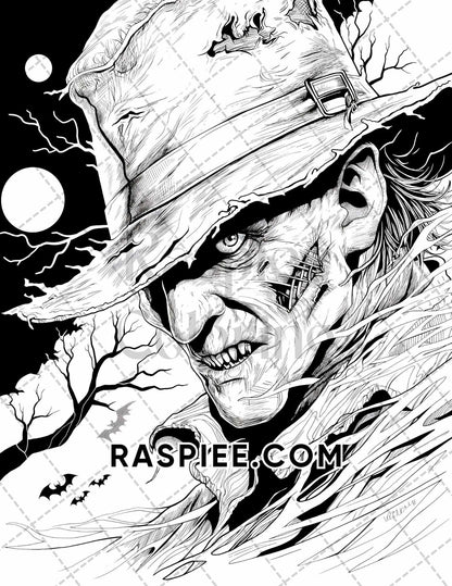 Freak Of Horror Halloween Adult Coloring Pages Printable PDF Instant Download