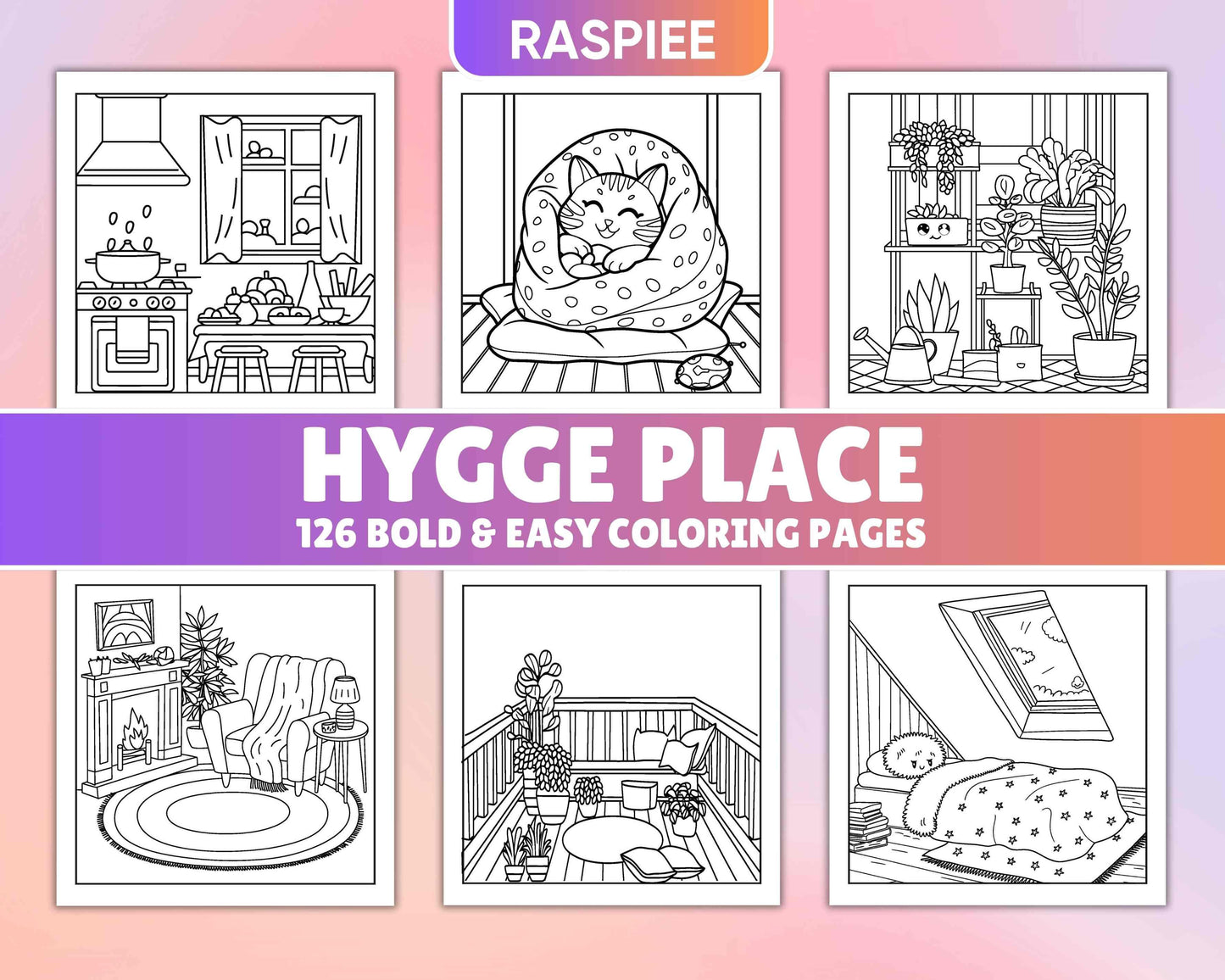 126 Bold and Easy Hygge Place Coloring Pages