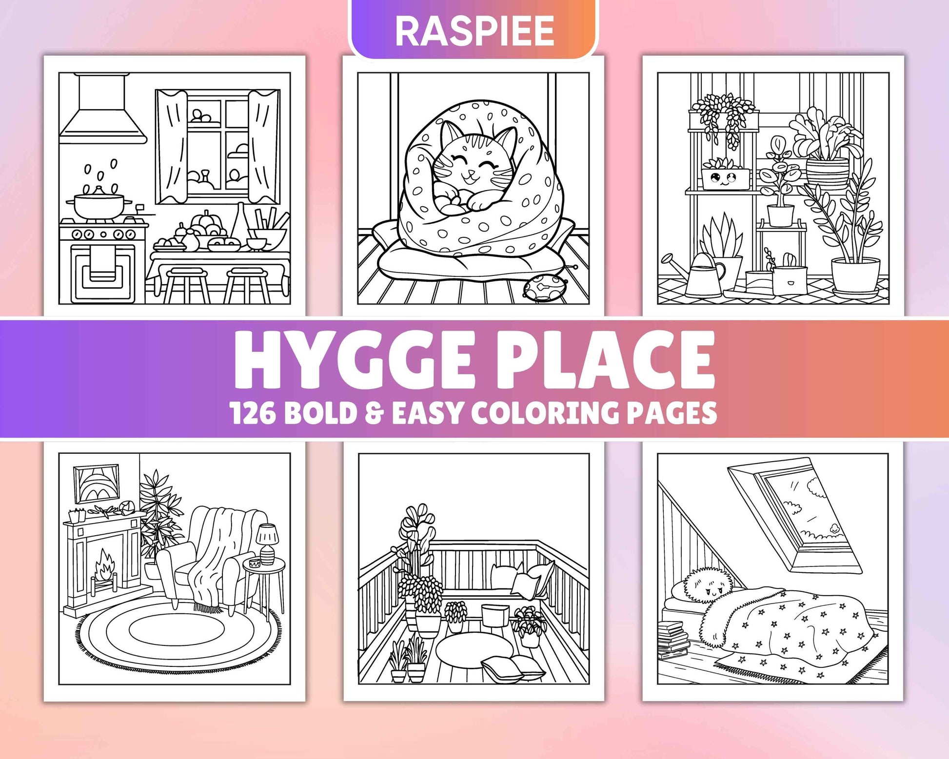 126 Bold and Easy Hygge Place Coloring Pages
