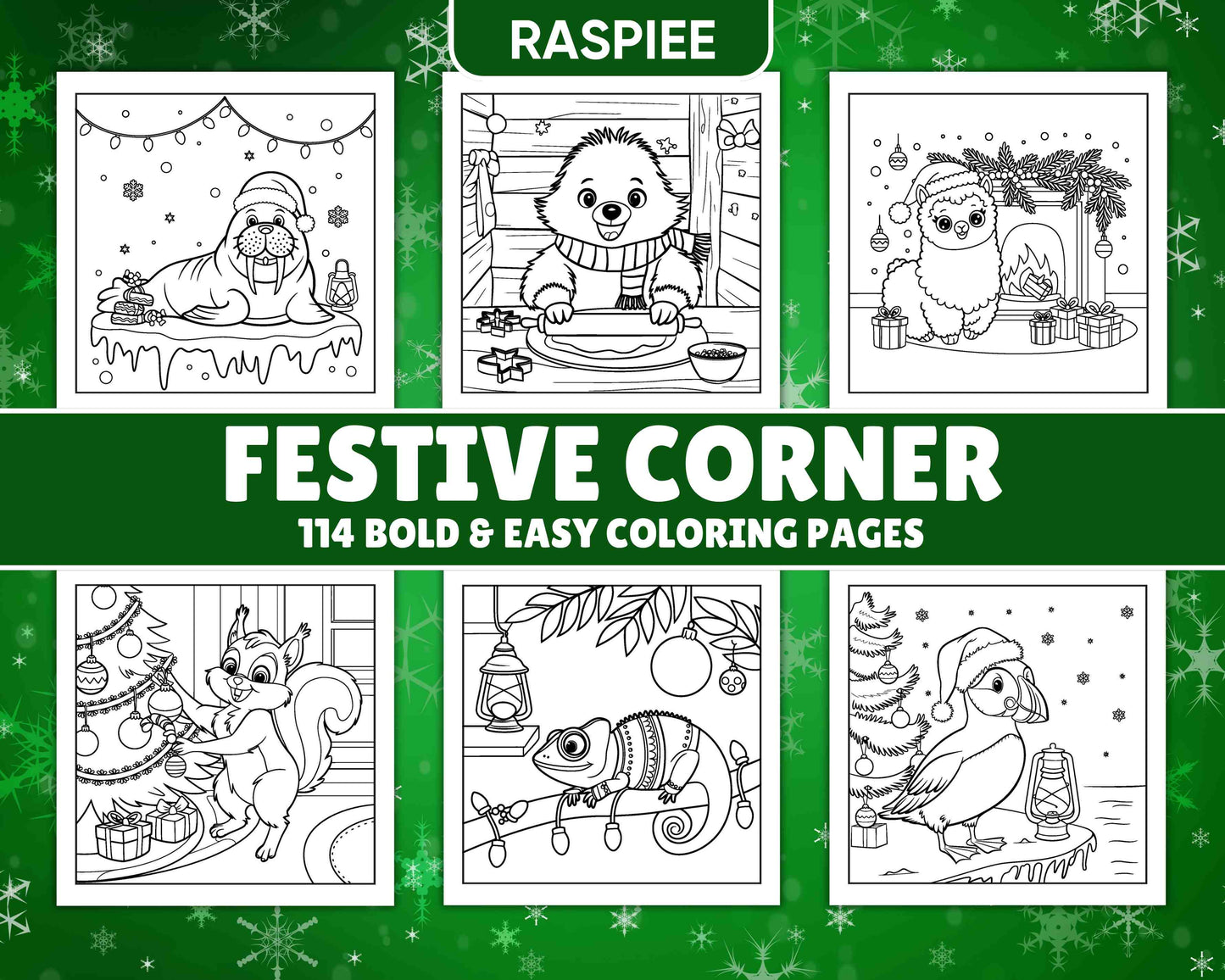 114 Bold and Easy Festive Corner Christmas Coloring Pages