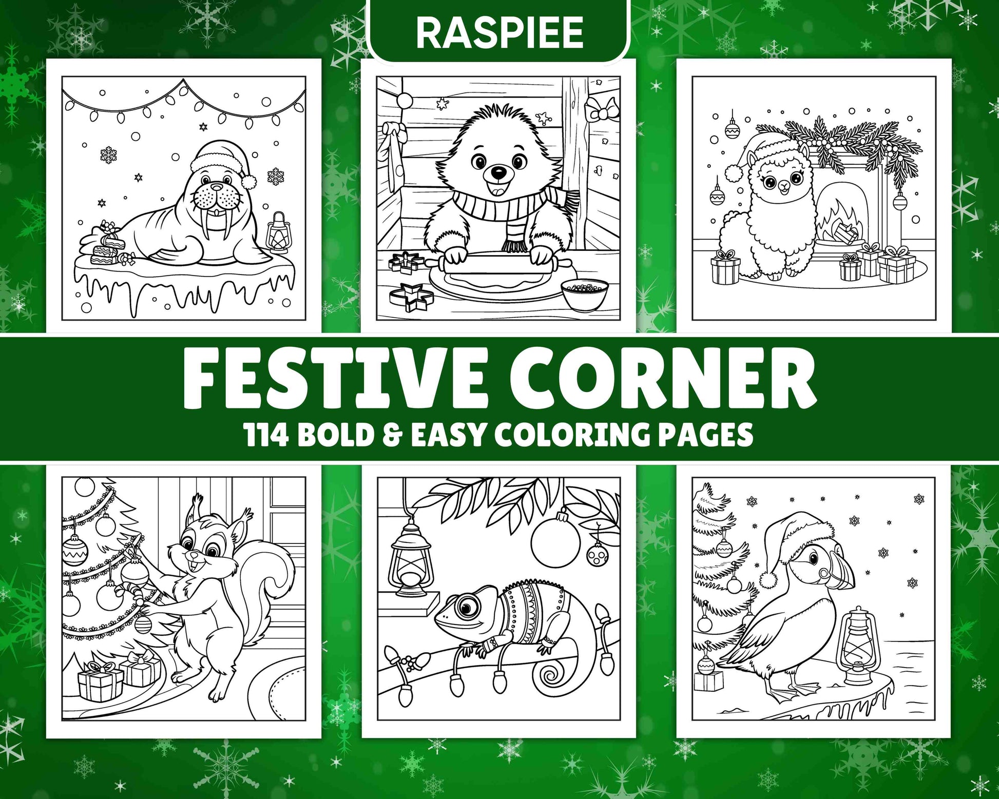 114 Bold and Easy Festive Corner Christmas Coloring Pages