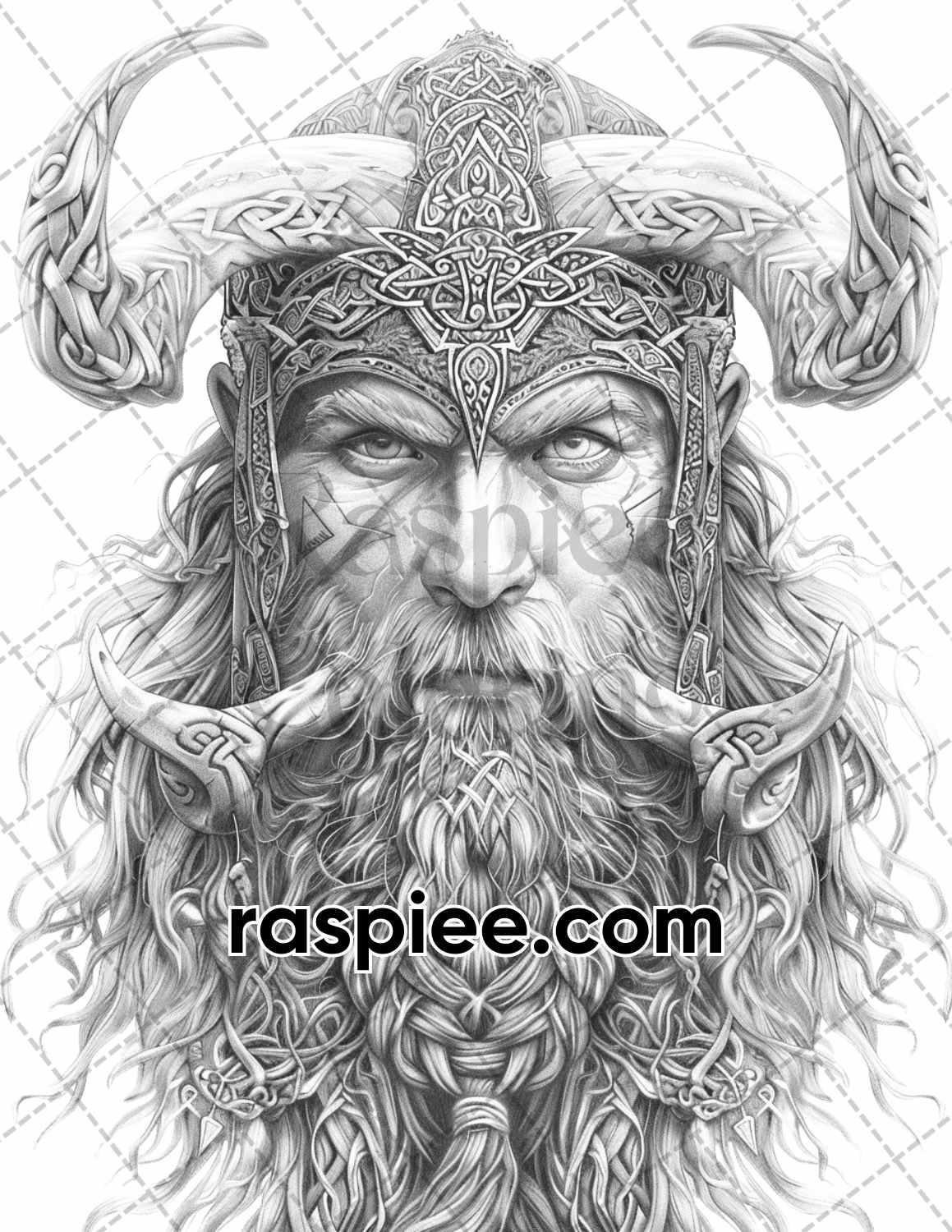 87 Viking Tattoos Grayscale Adult Coloring Pages Printable PDF Instant Download