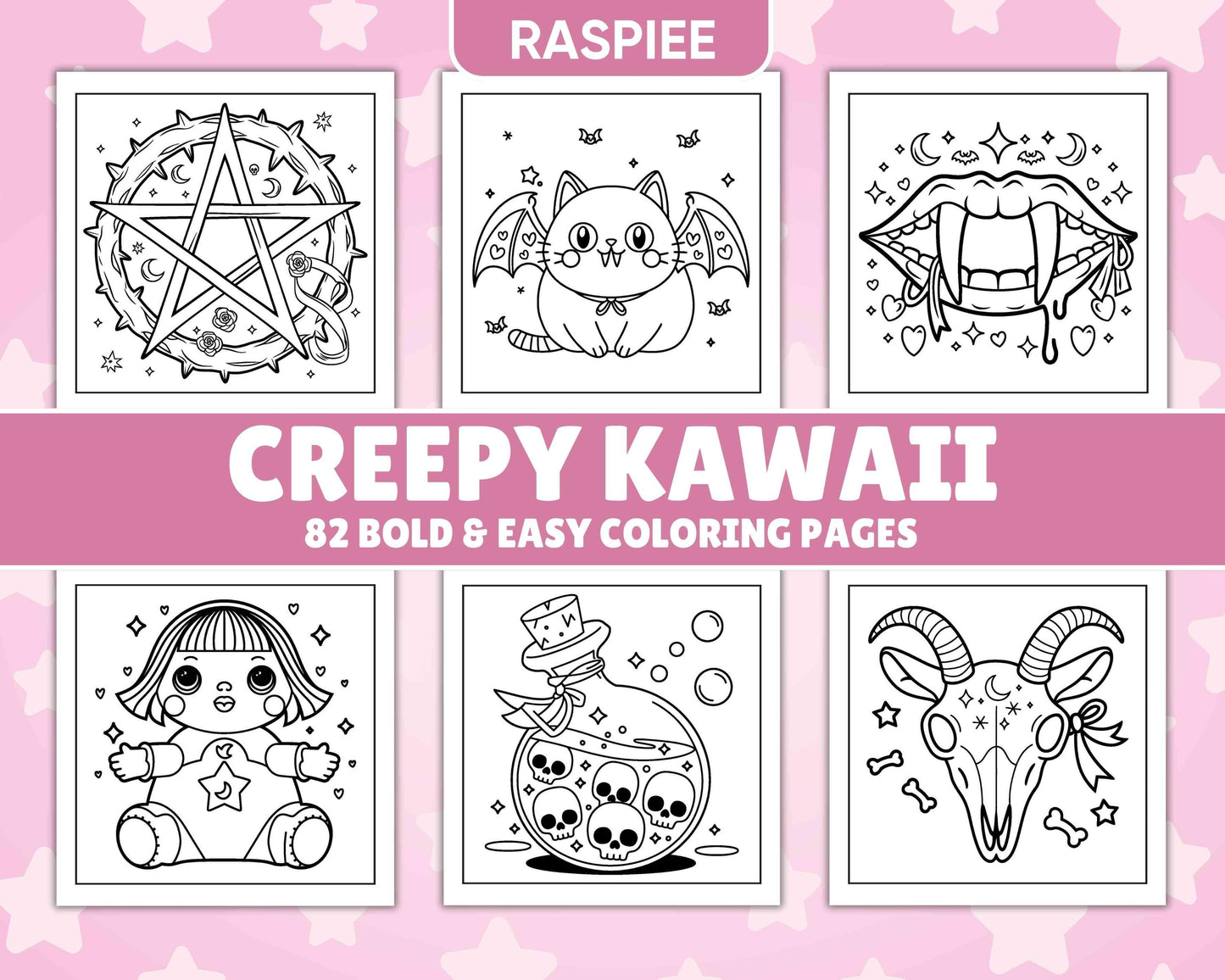 82 Bold and Easy Creepy Kawaii Coloring Pages