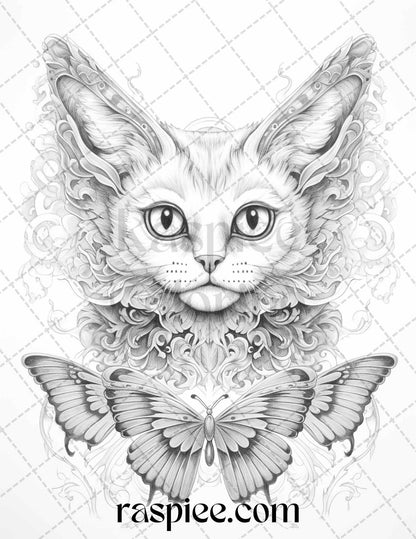 60 Enchanting Surrealism Grayscale Coloring Pages Printable for Adults, PDF File Instant Download