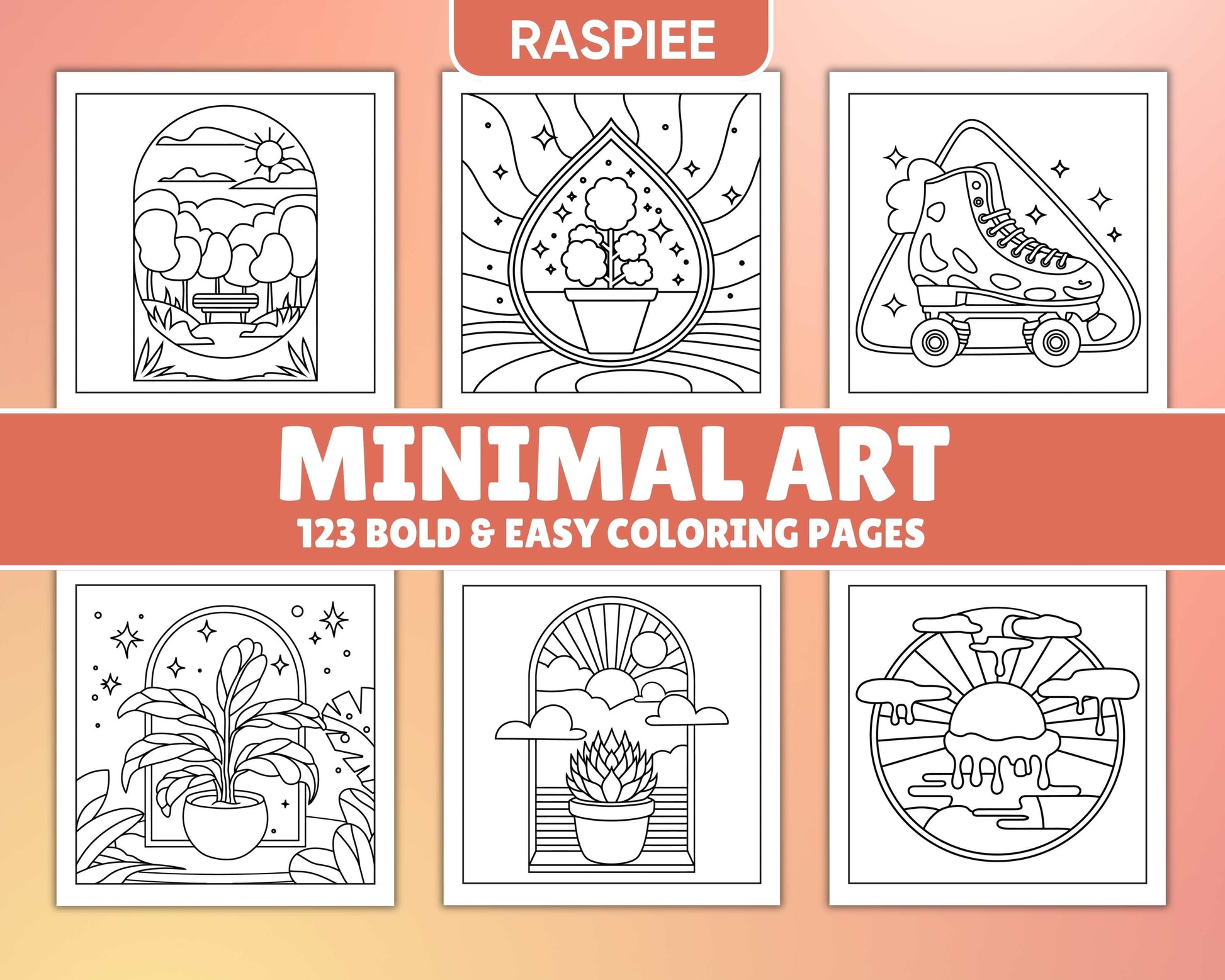 120 Bold and Easy Minimal Art Coloring Pages