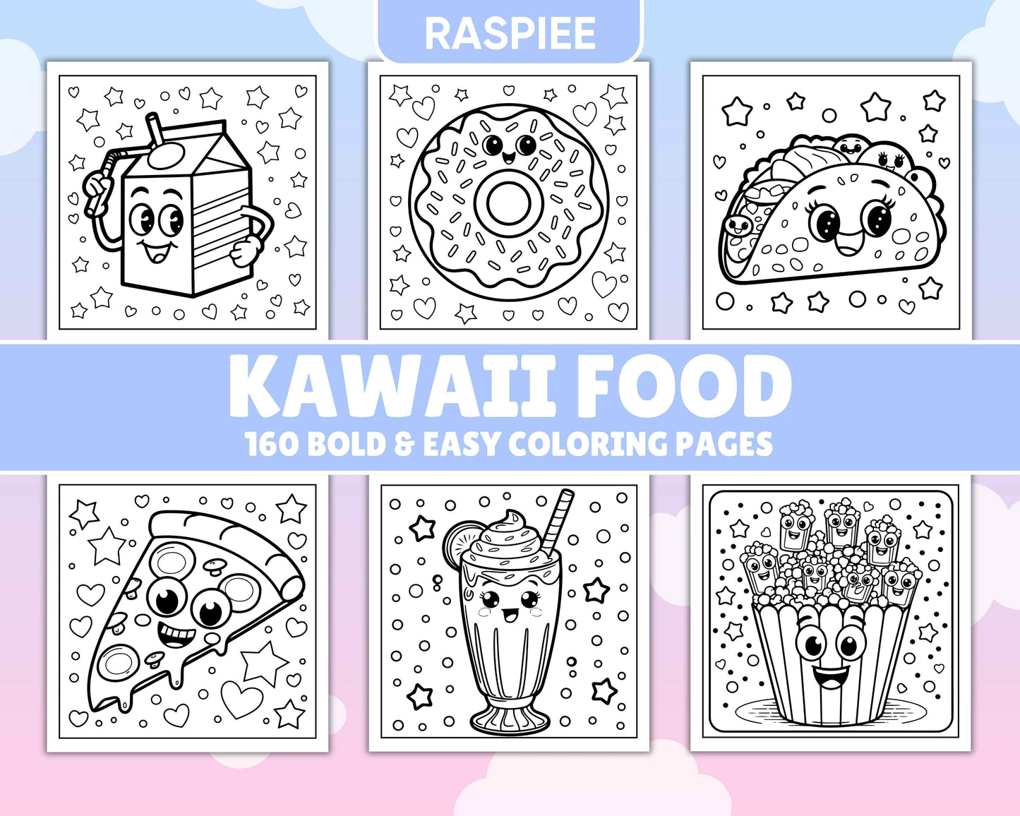 160 Bold and Easy Kawaii Food Coloring Pages