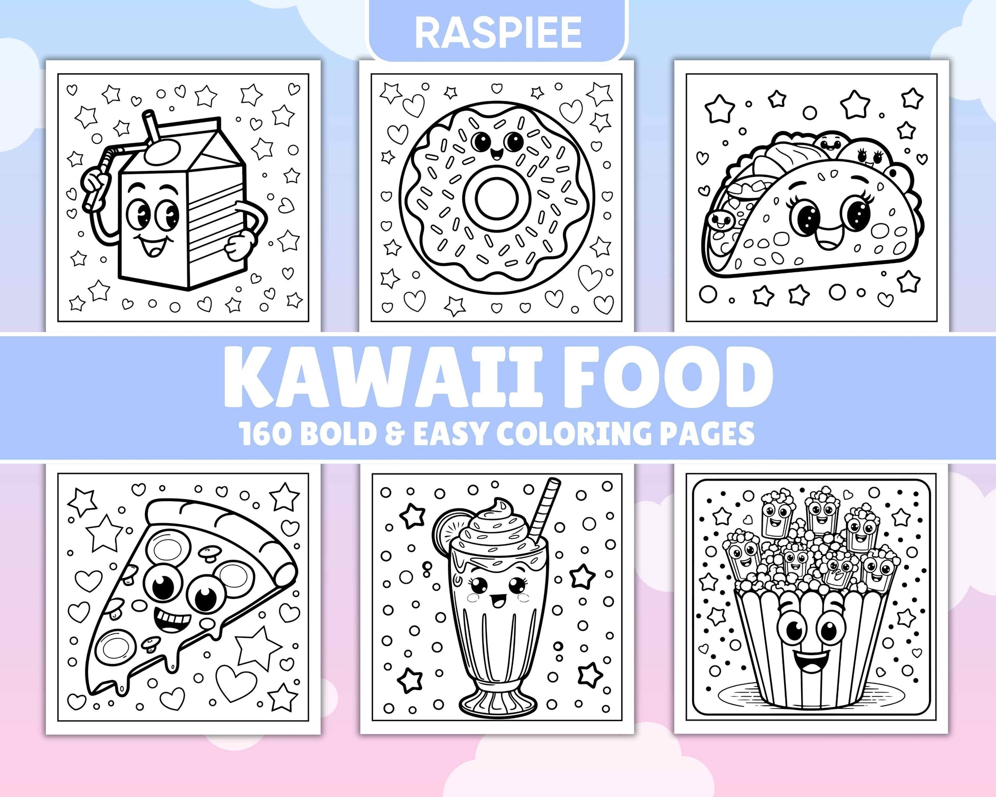 160 Bold and Easy Kawaii Food Coloring Pages