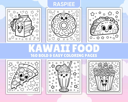 160 Bold and Easy Kawaii Food Coloring Pages