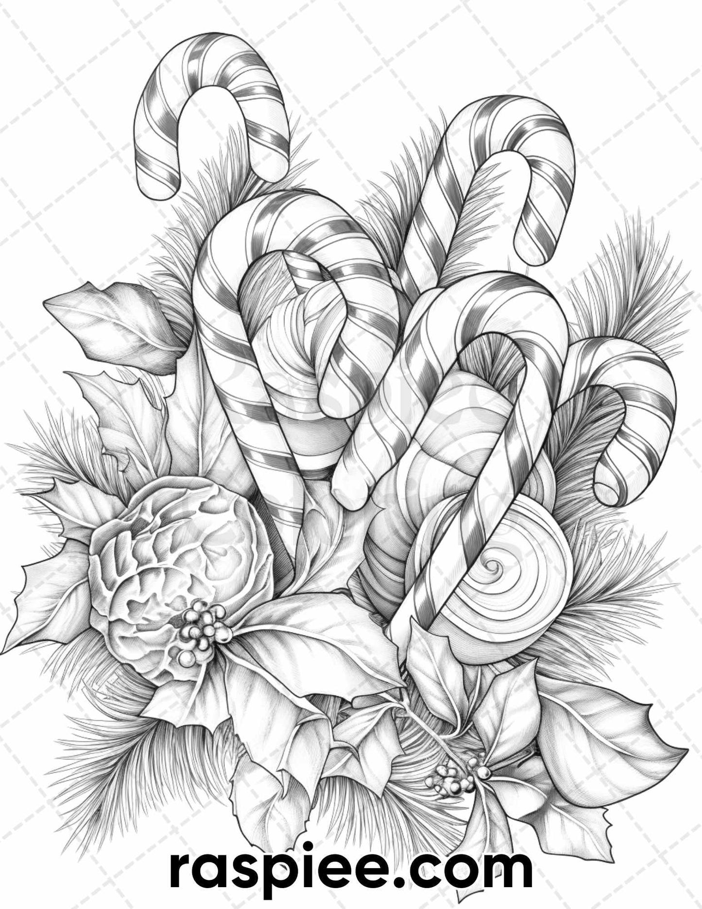 77 Christmas Desserts Grayscale Coloring Pages for Adults, Printable PDF Instant Download