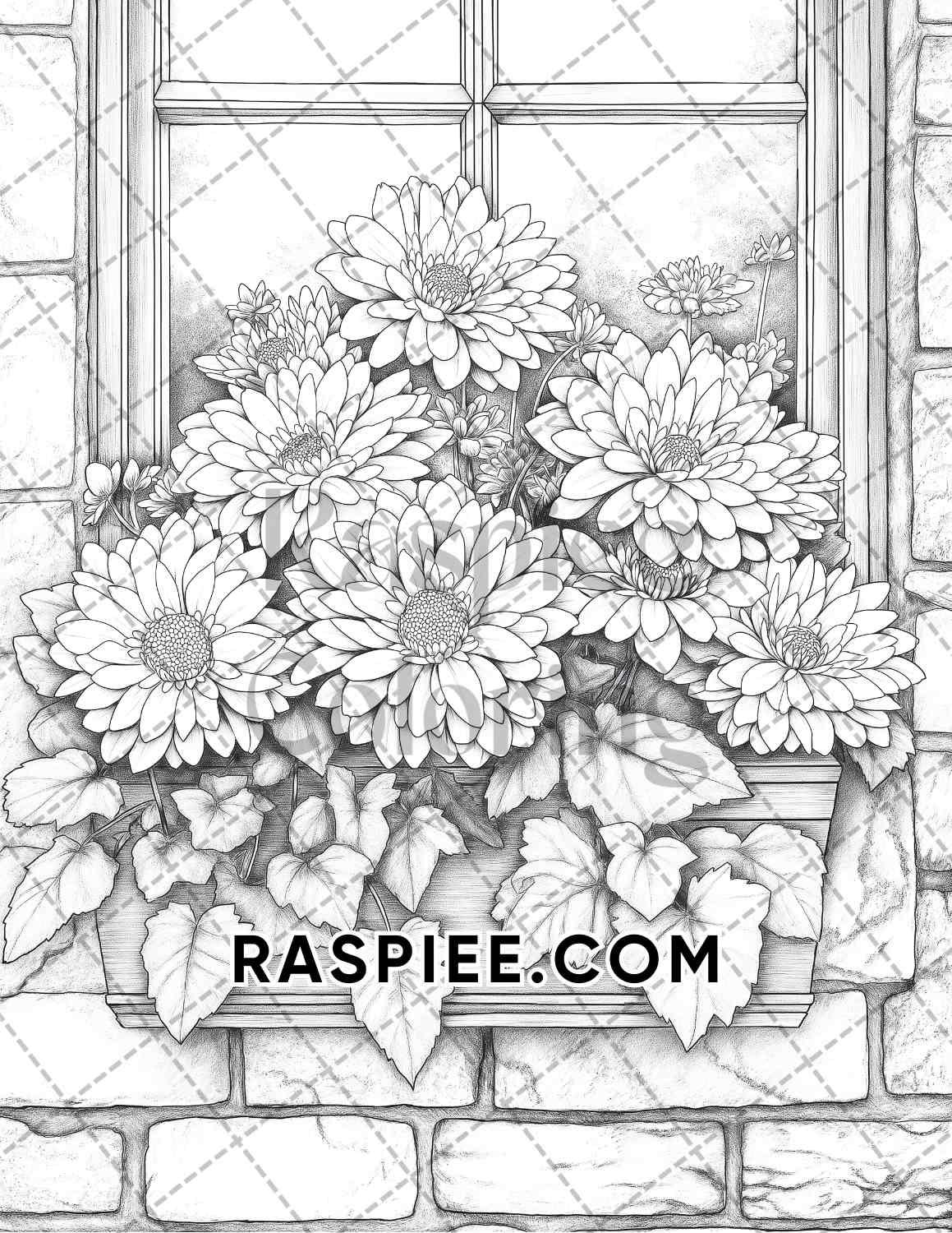 Fall Flowers Adult Coloring Pages Printable PDF Instant Download